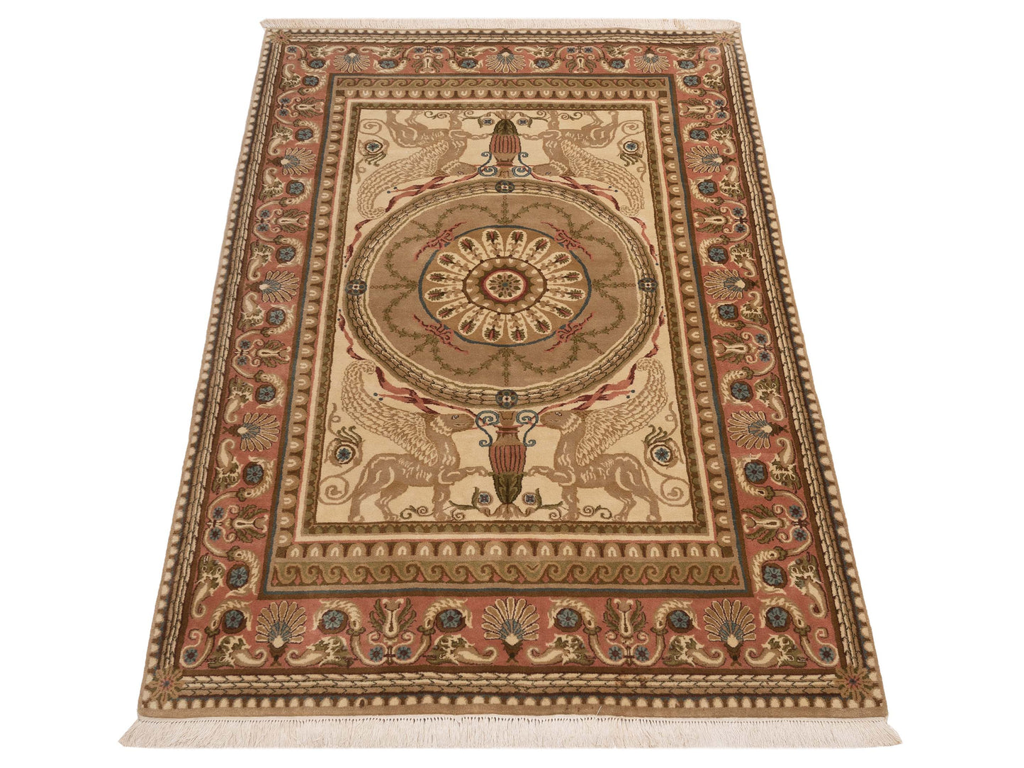 Savannorie 90659 Ivory Pink 6.5x8.11 Hand Knotted Rug