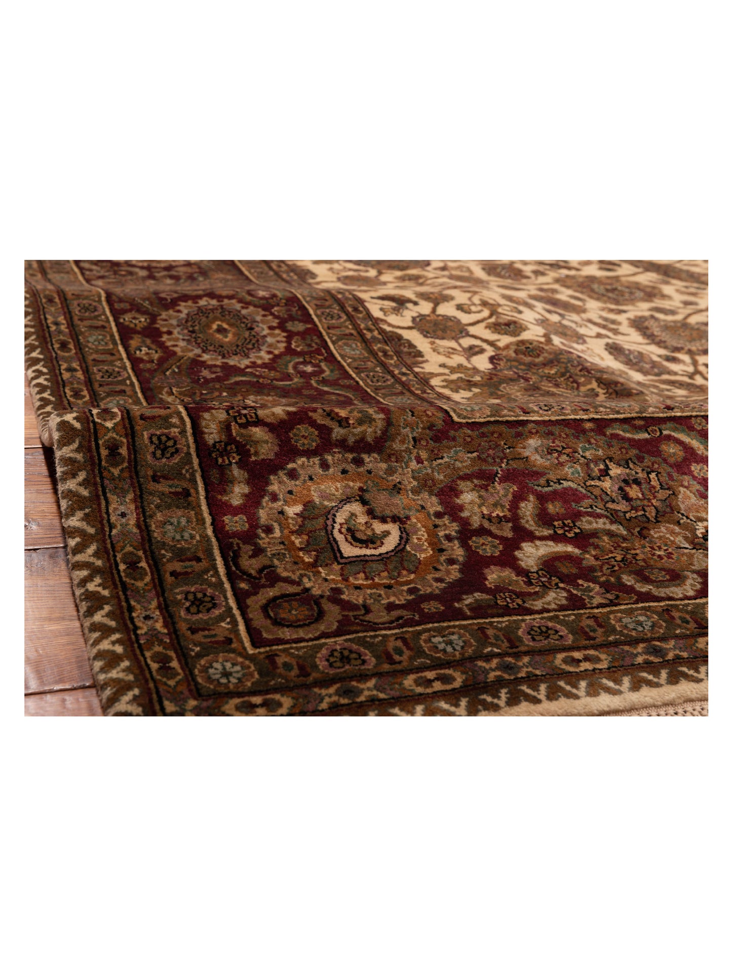 Crown 91551 Ivory Burgundy 9x12 Hand Knotted Rug