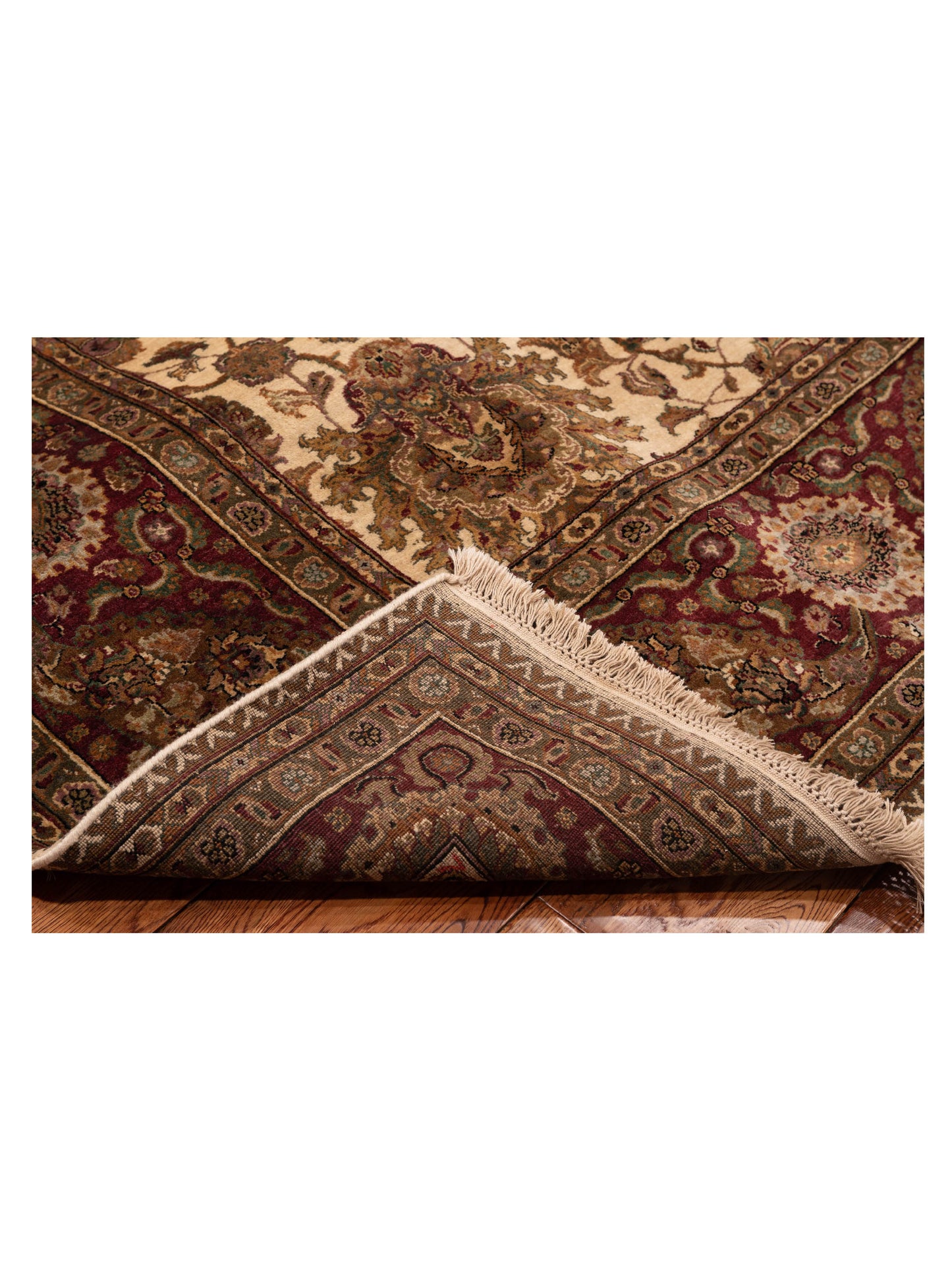 Crown 91551 Ivory Burgundy 9x12 Hand Knotted Rug