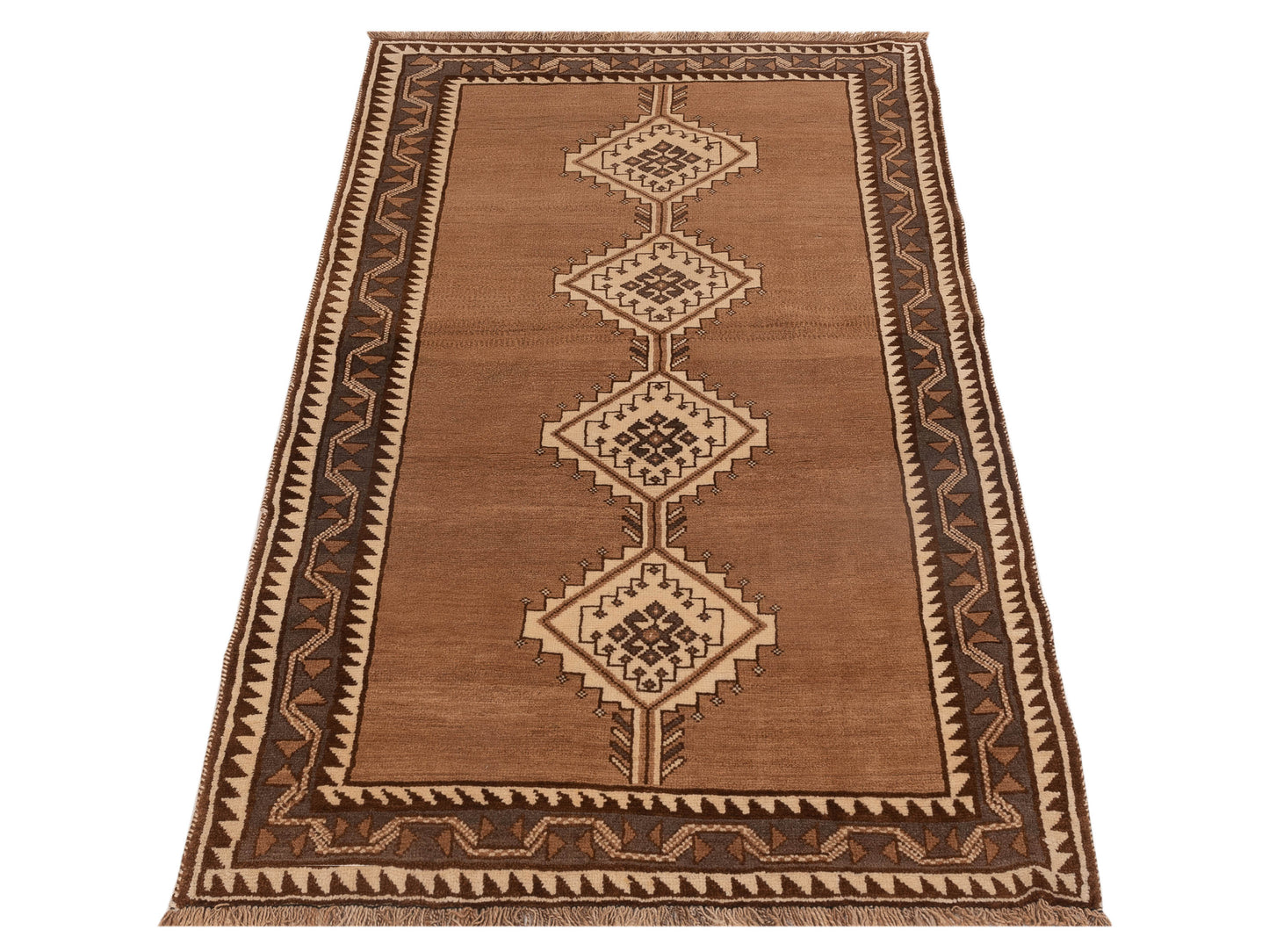 Old Anatolian 91573 Brown 3.10x7.3 Hand Knotted Rug