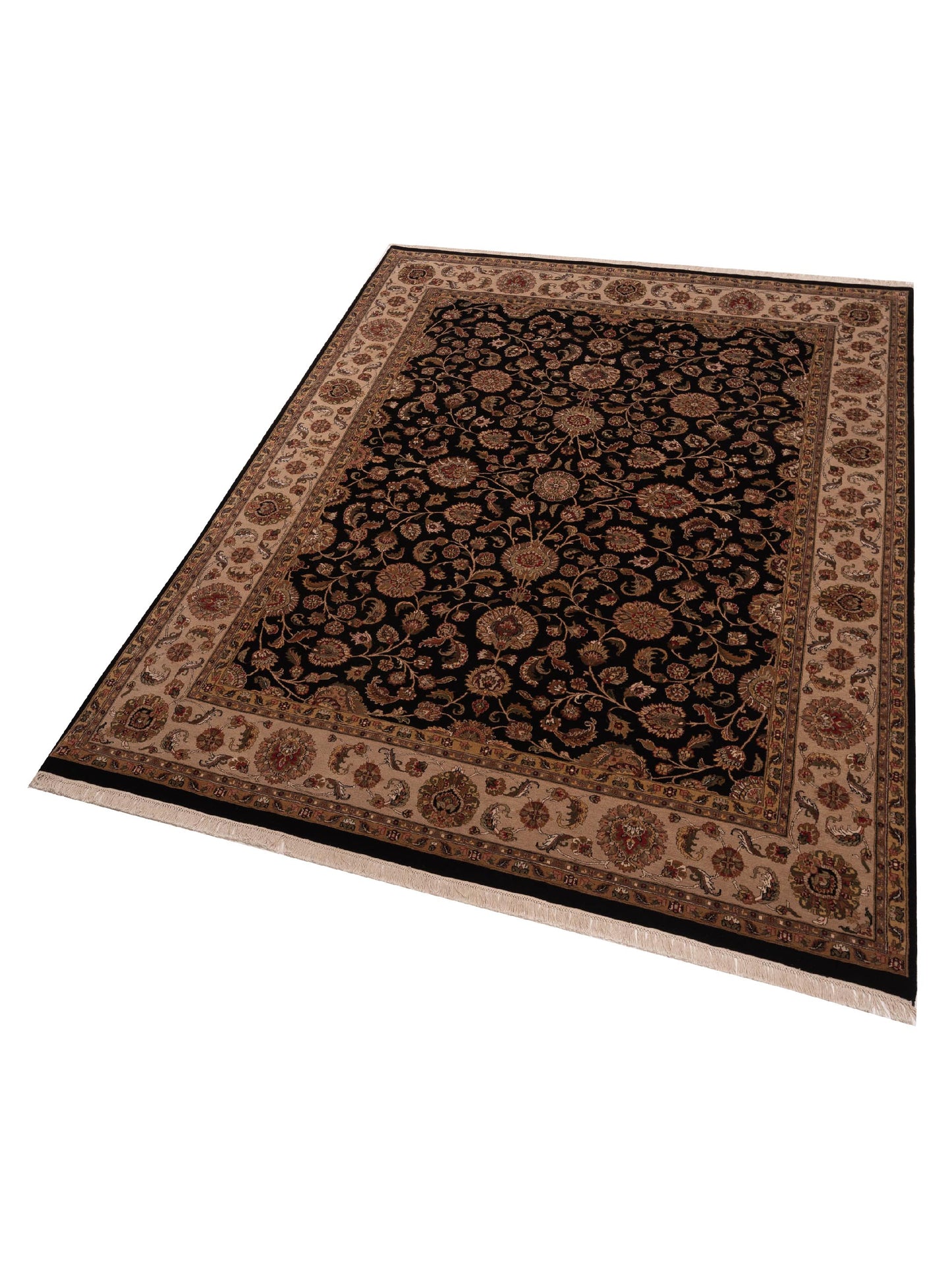 Crown 91814 Black Beige 8.11x11.11 Hand Knotted Rug