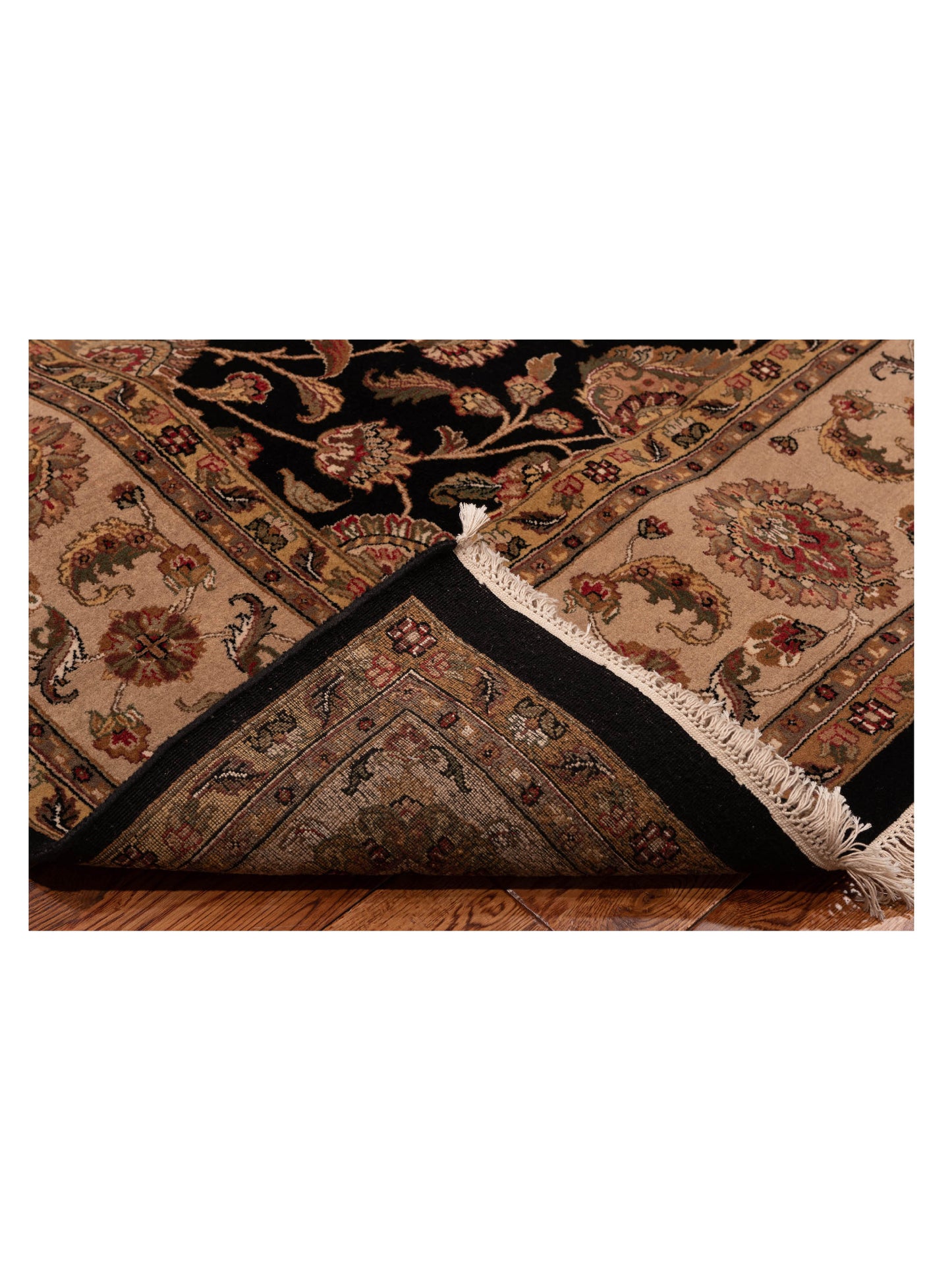 Crown 91814 Black Beige 8.11x11.11 Hand Knotted Rug