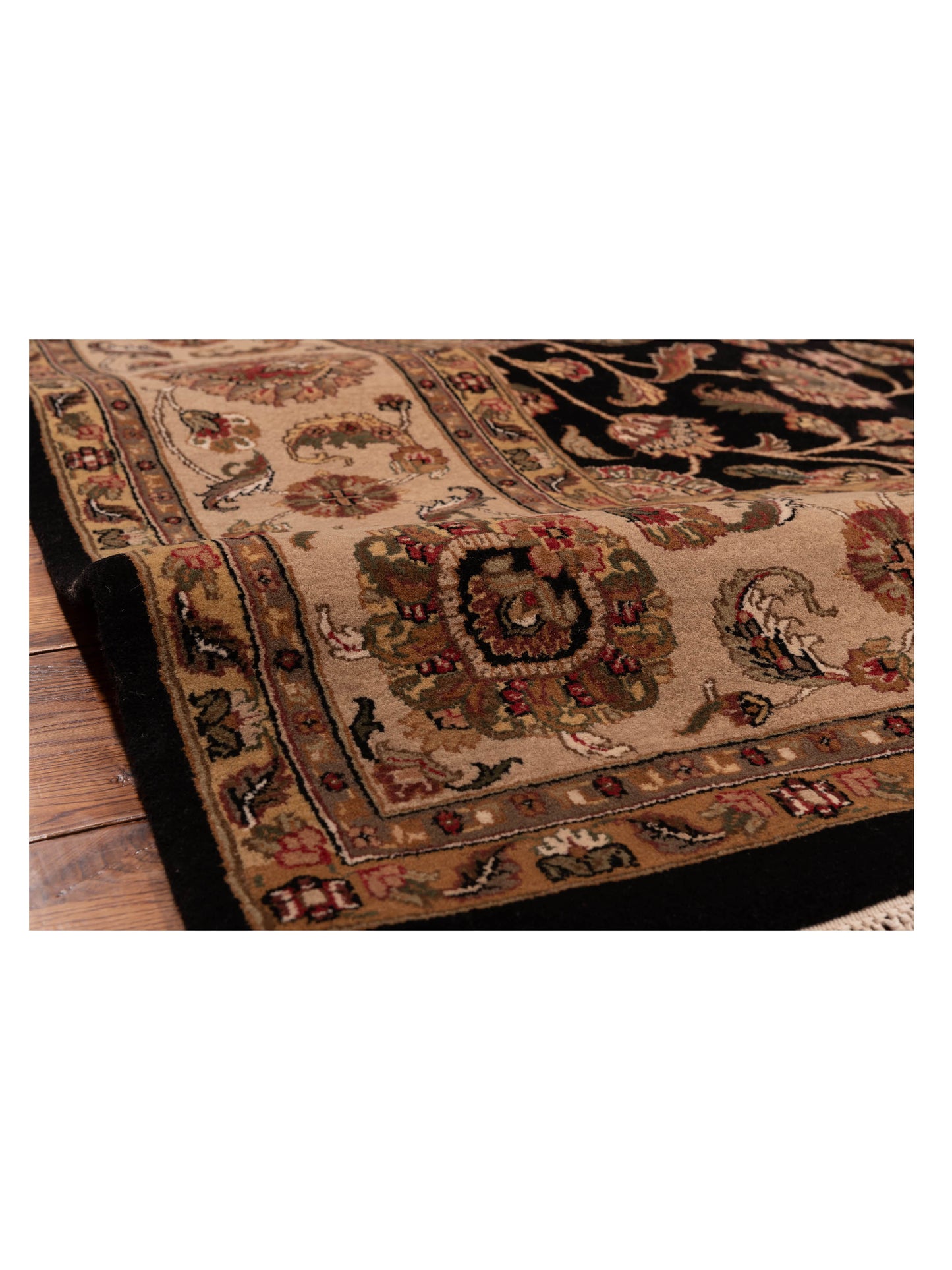 Crown 91814 Black Beige 8.11x11.11 Hand Knotted Rug