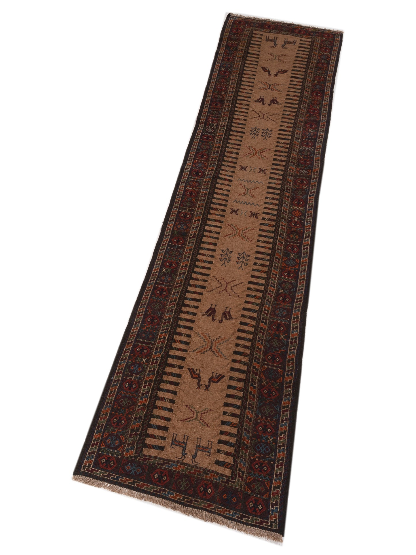 Soumak 92111 Beige Charcoal 2.6x11.11 Hand Woven Rug