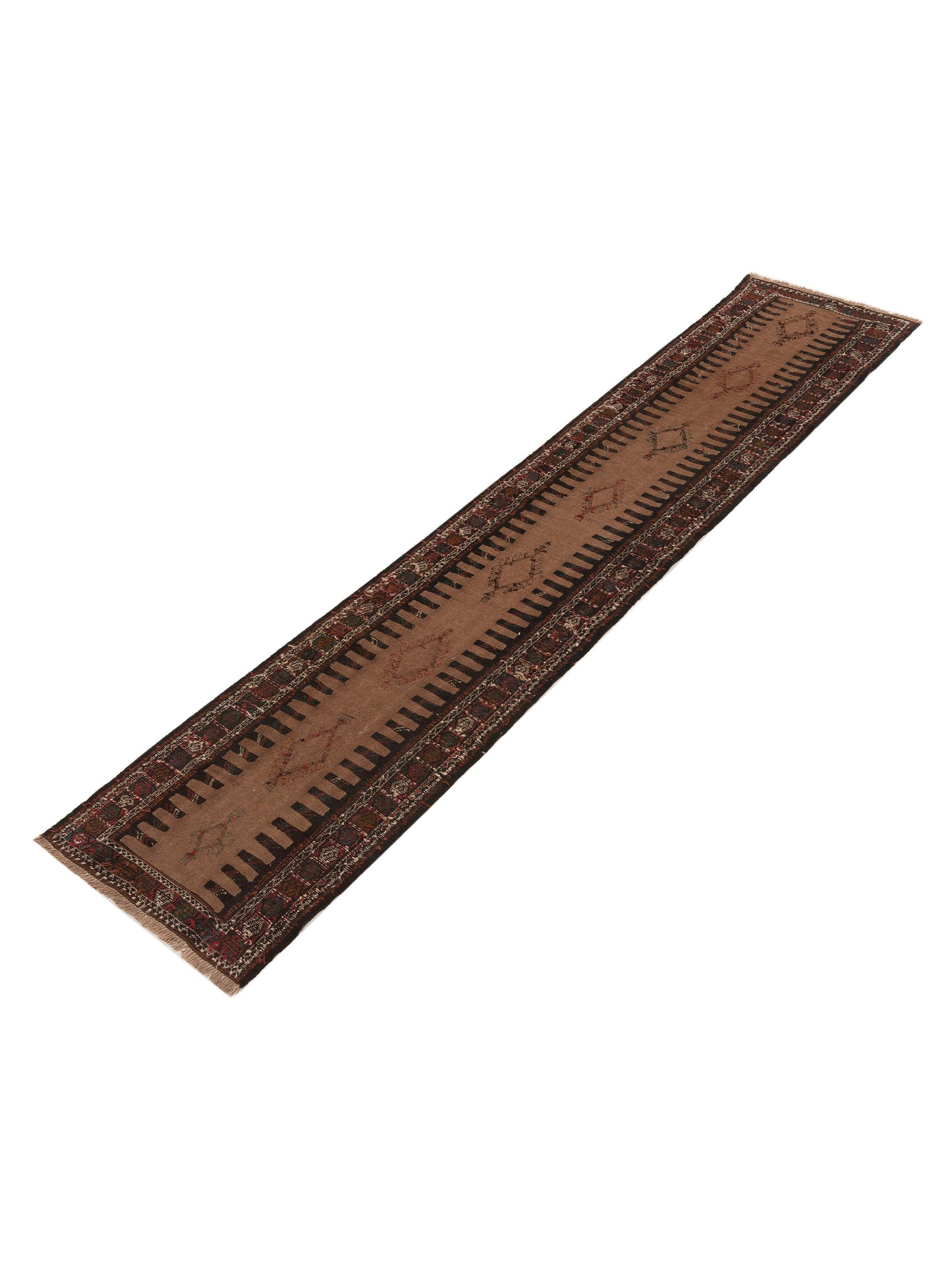 Soumak 92114 Brown Charcoal 2.5x12 Hand Woven Rug
