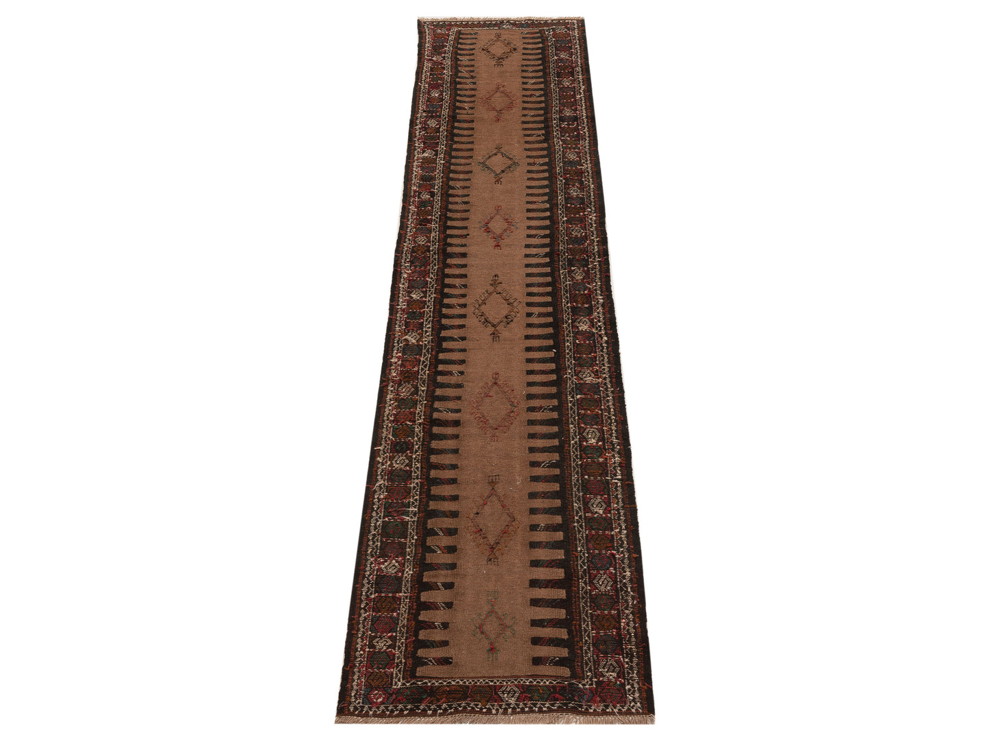 Soumak 92114 Brown Charcoal 2.5x12 Hand Woven Rug