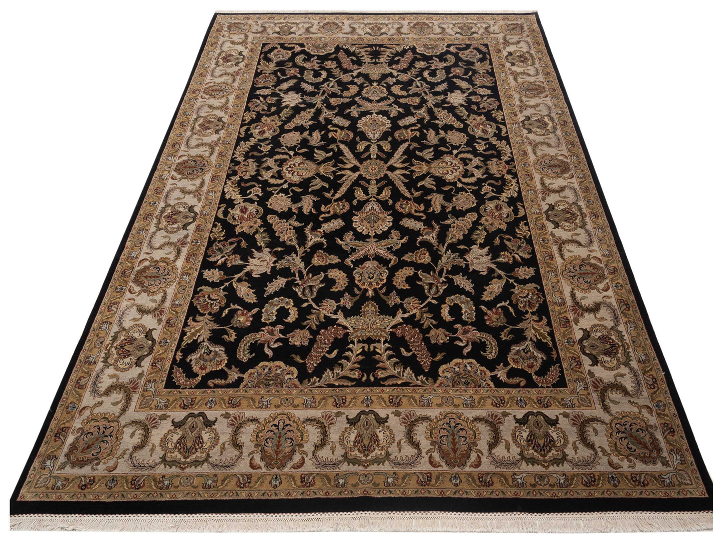 Crown 92791 Black Beige 9x12 Hand Knotted Rug