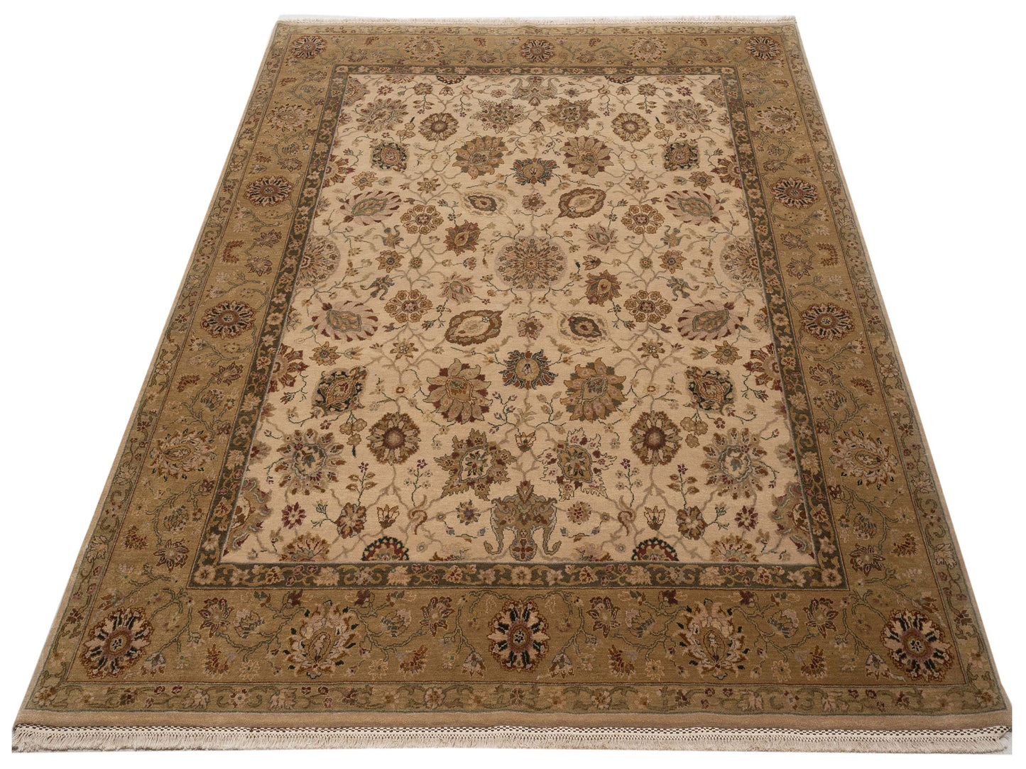 Crown 92997 Ivory Gold 8.3x9.11 Hand Knotted Rug