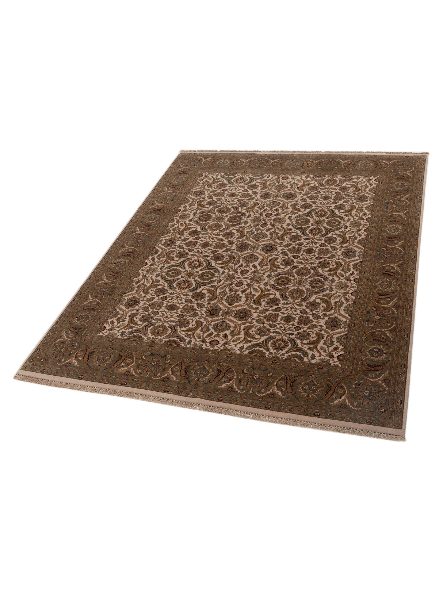 Crown 93019 Ivory Green 8x9.10 Hand Knotted Rug