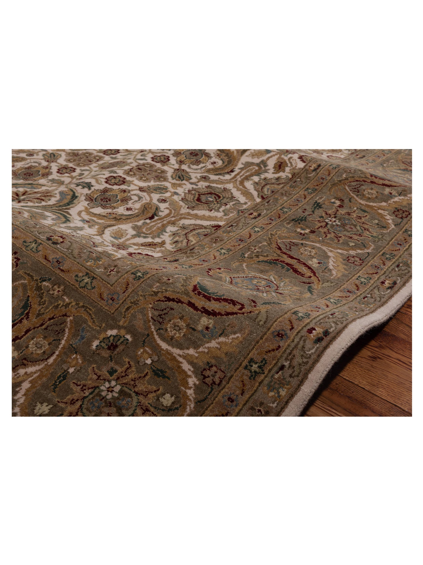 Crown 93019 Ivory Green 8x9.10 Hand Knotted Rug