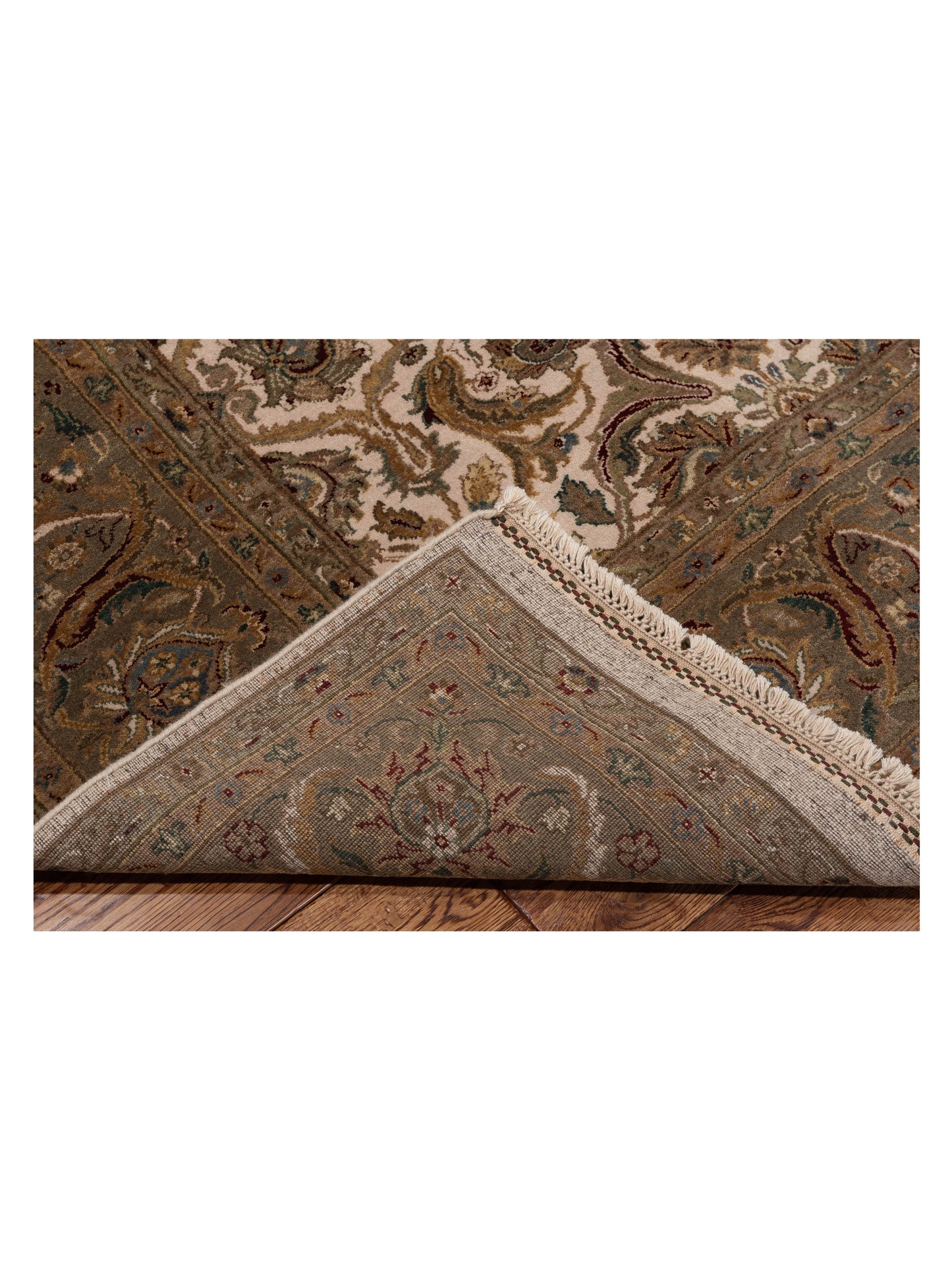 Crown 93020 Ivory Green 7.11x99 Hand Knotted Rug