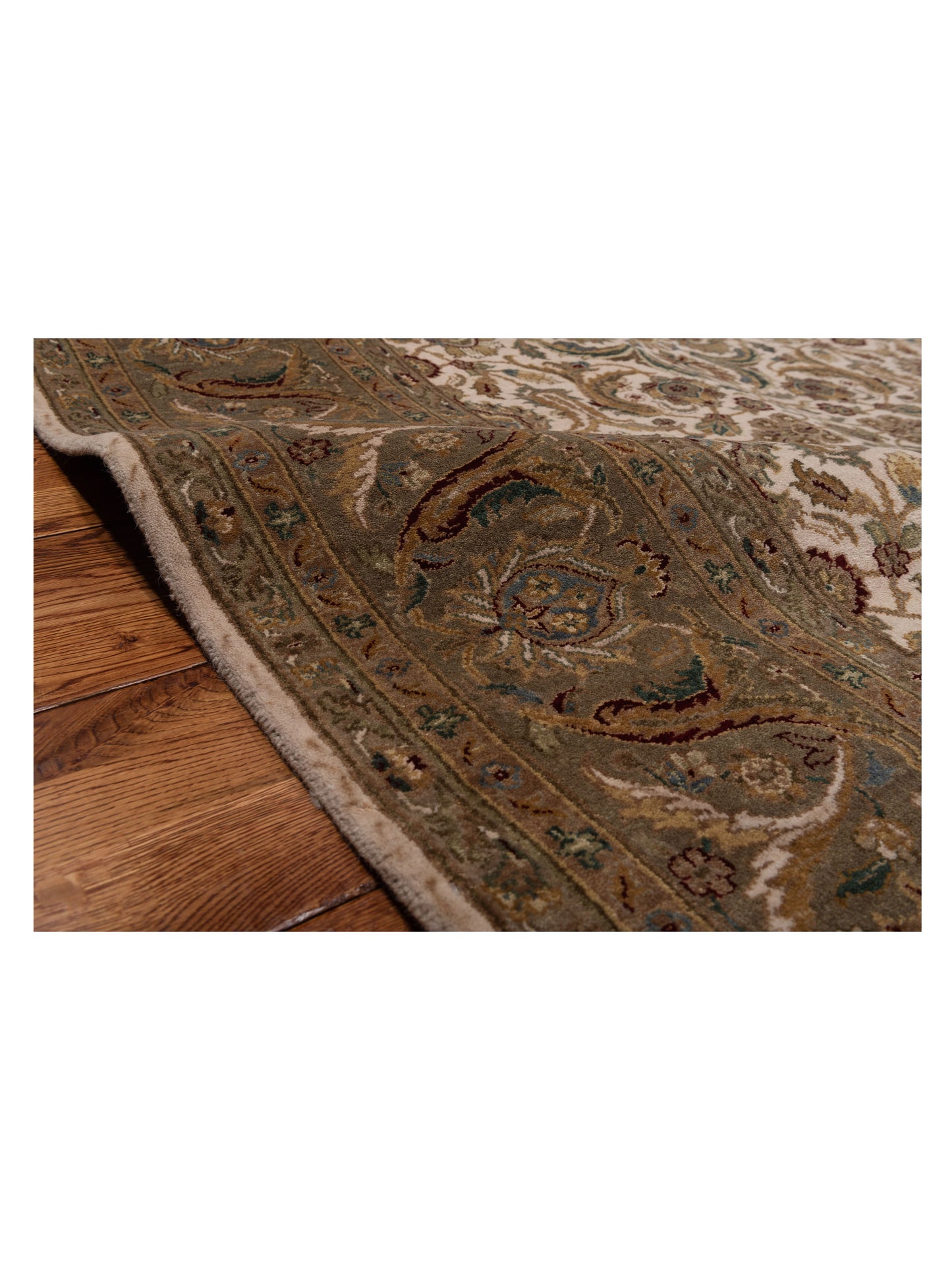 Crown 93020 Ivory Green 7.11x99 Hand Knotted Rug