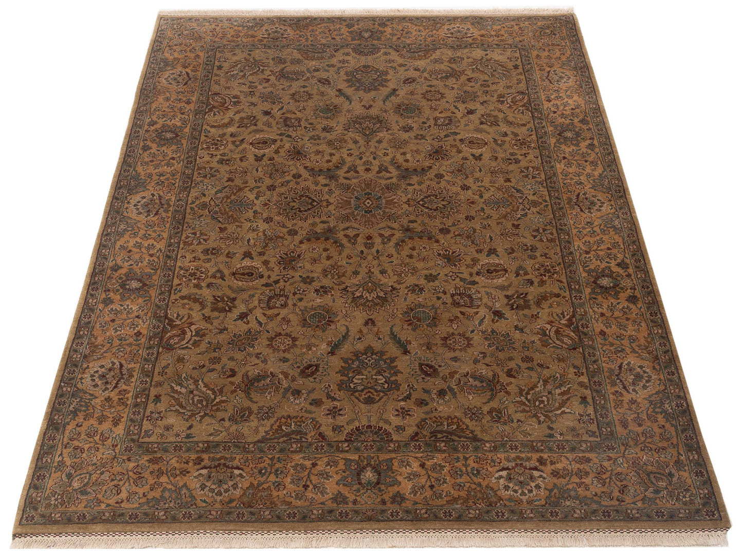 Crown 93025 Sage Green Copper 6.2x9 Hand Knotted Rug