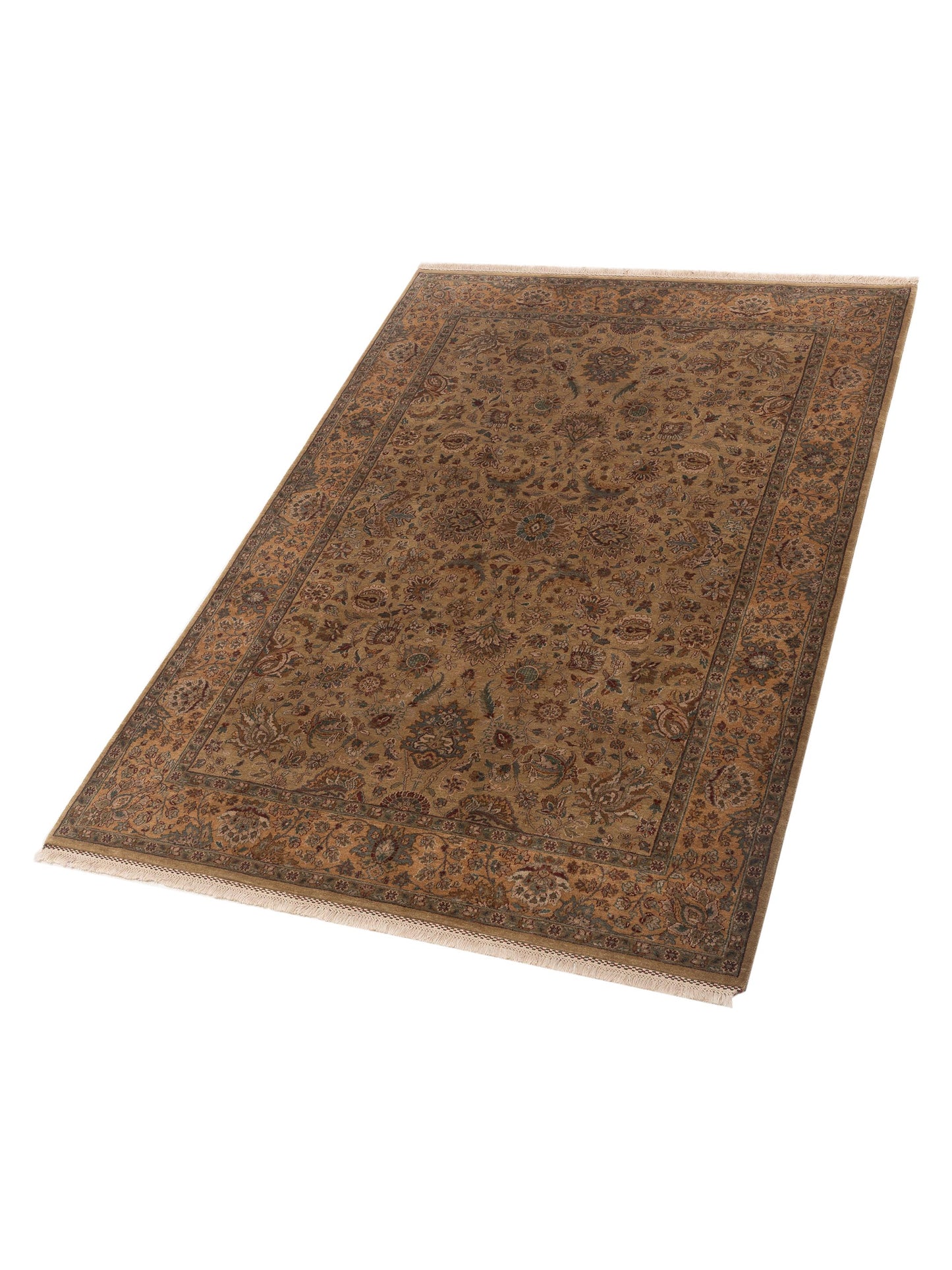 Crown 93025 Sage Green Copper 6.2x9 Hand Knotted Rug