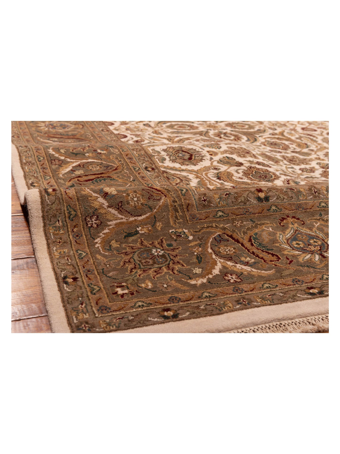 Crown 93031 Ivory Green 8.7x11.10 Hand Knotted Rug