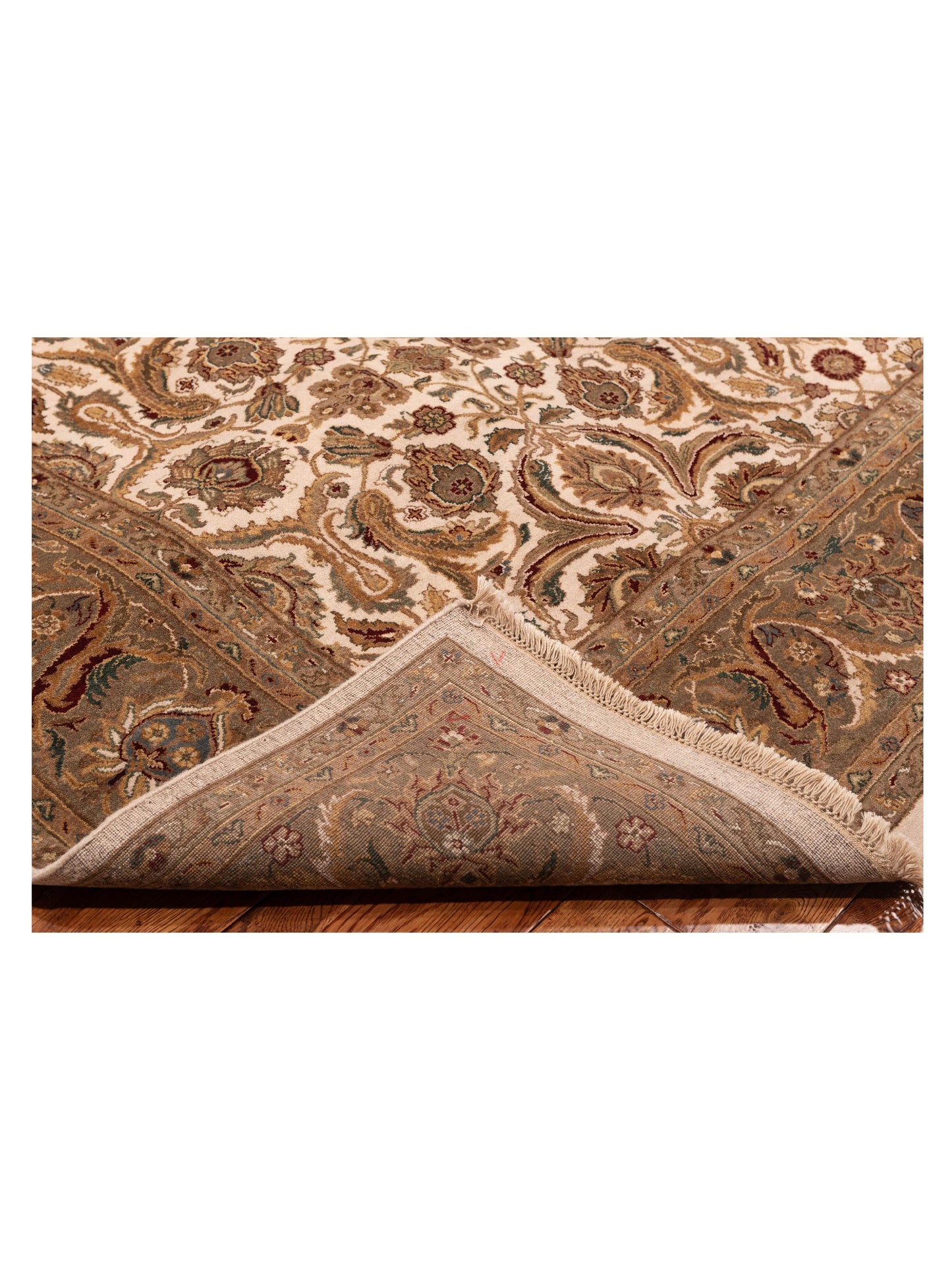 Crown 93031 Ivory Green 8.7x11.10 Hand Knotted Rug