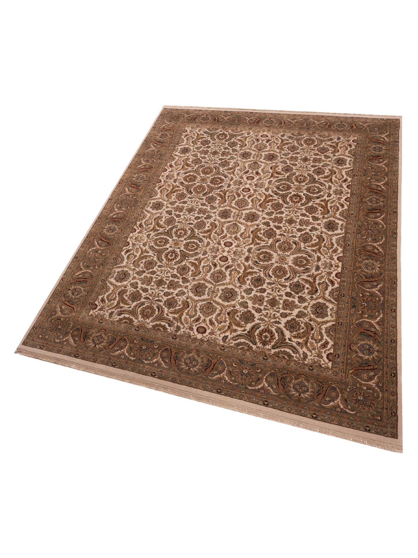 Crown 93031 Ivory Green 8.7x11.10 Hand Knotted Rug