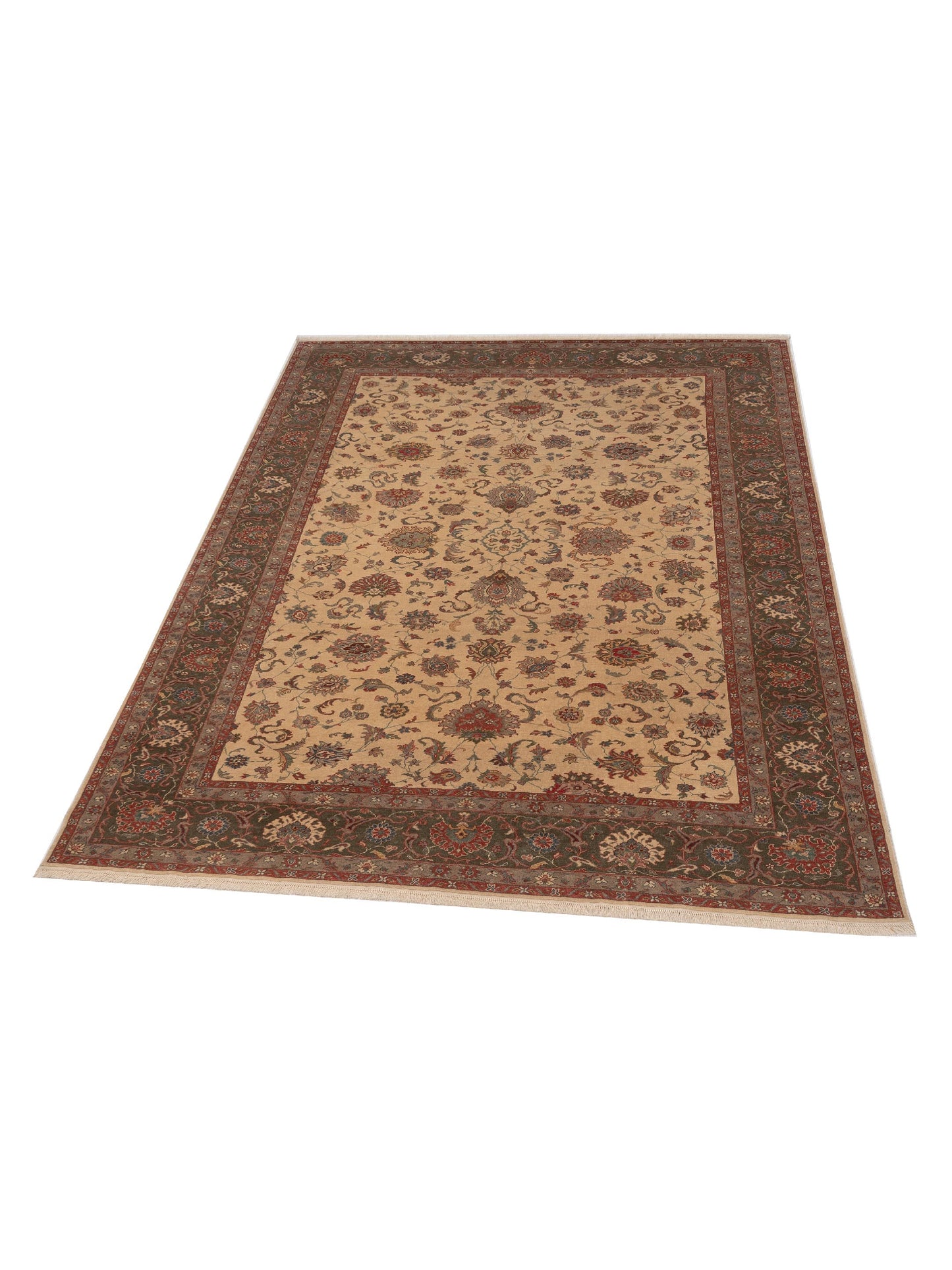Antique Loom 93090 Ivory Green 9.3x12 Hand Knotted Rug