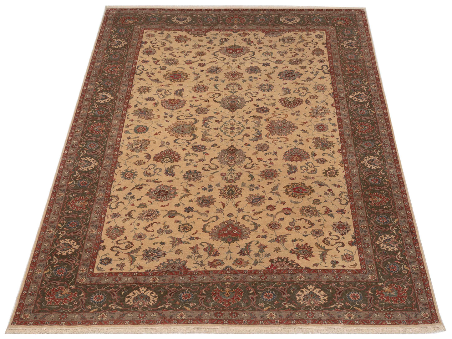 Antique Loom 93090 Ivory Green 9.3x12 Hand Knotted Rug