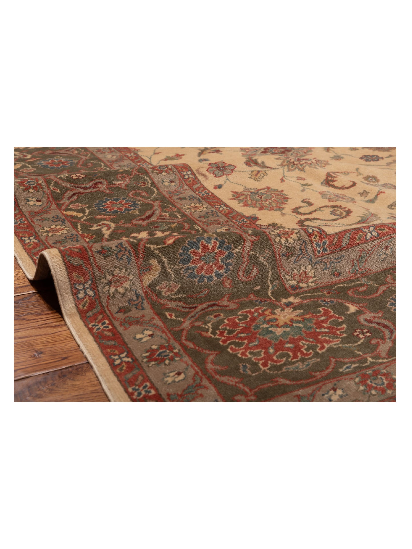 Antique Loom 93090 Ivory Green 9.3x12 Hand Knotted Rug