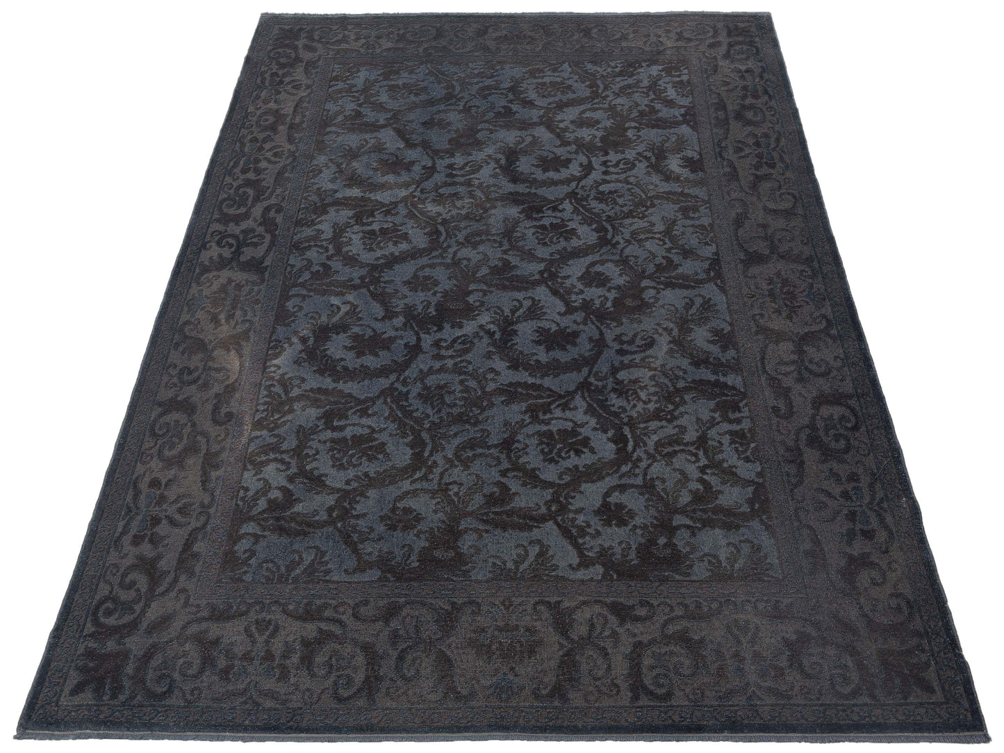 Vintage 93102 Gray 6.11x9.4 Hand Knotted Rug