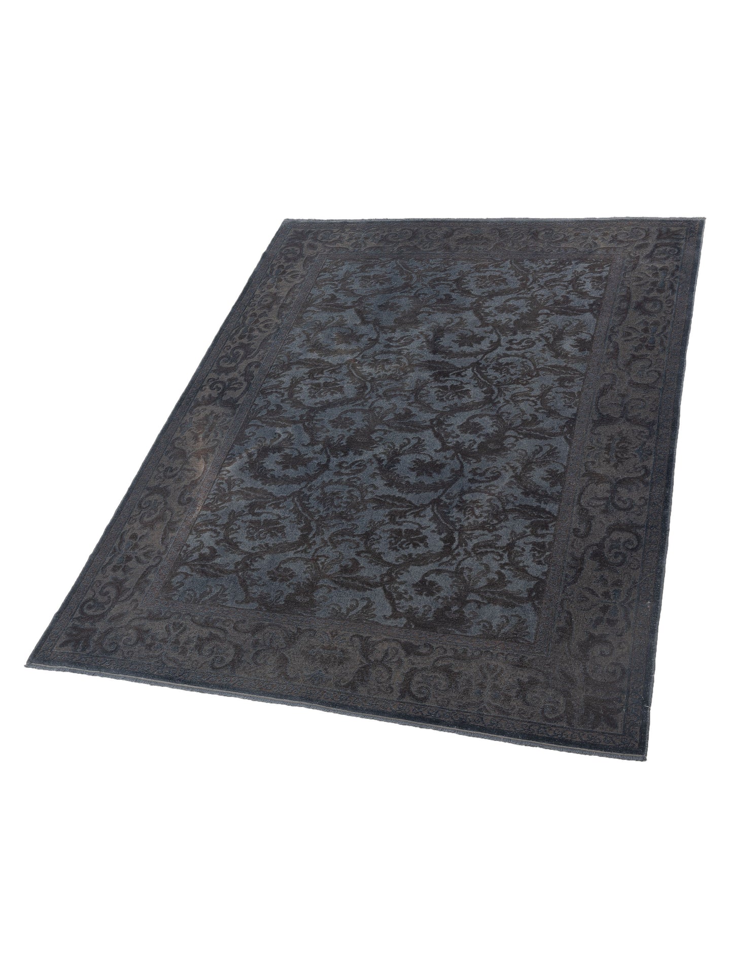 Vintage 93102 Gray 6.11x9.4 Hand Knotted Rug