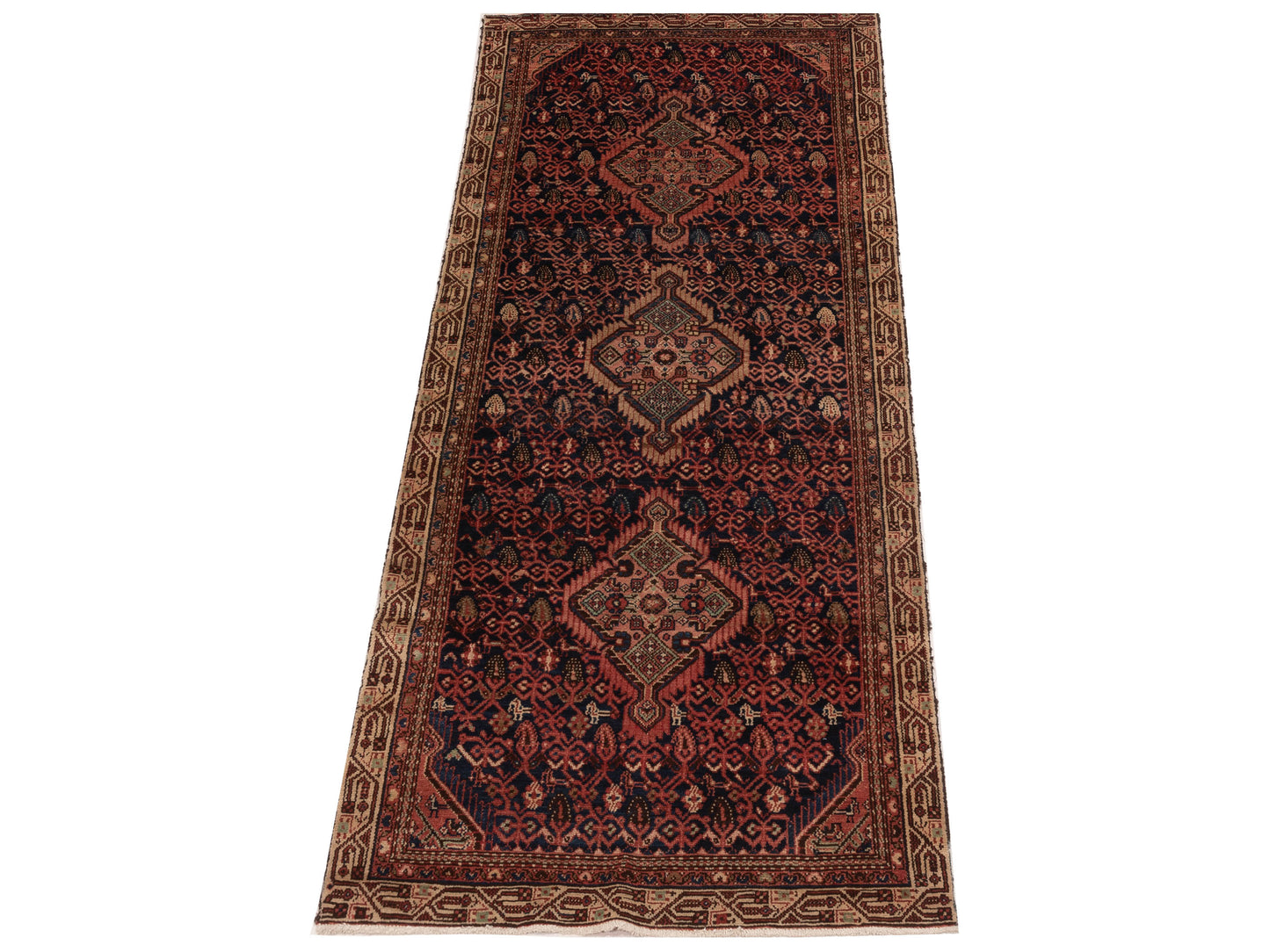 Antique Heirloom 93528 Brown Rust 3.8x9.2 Hand Knotted Rug