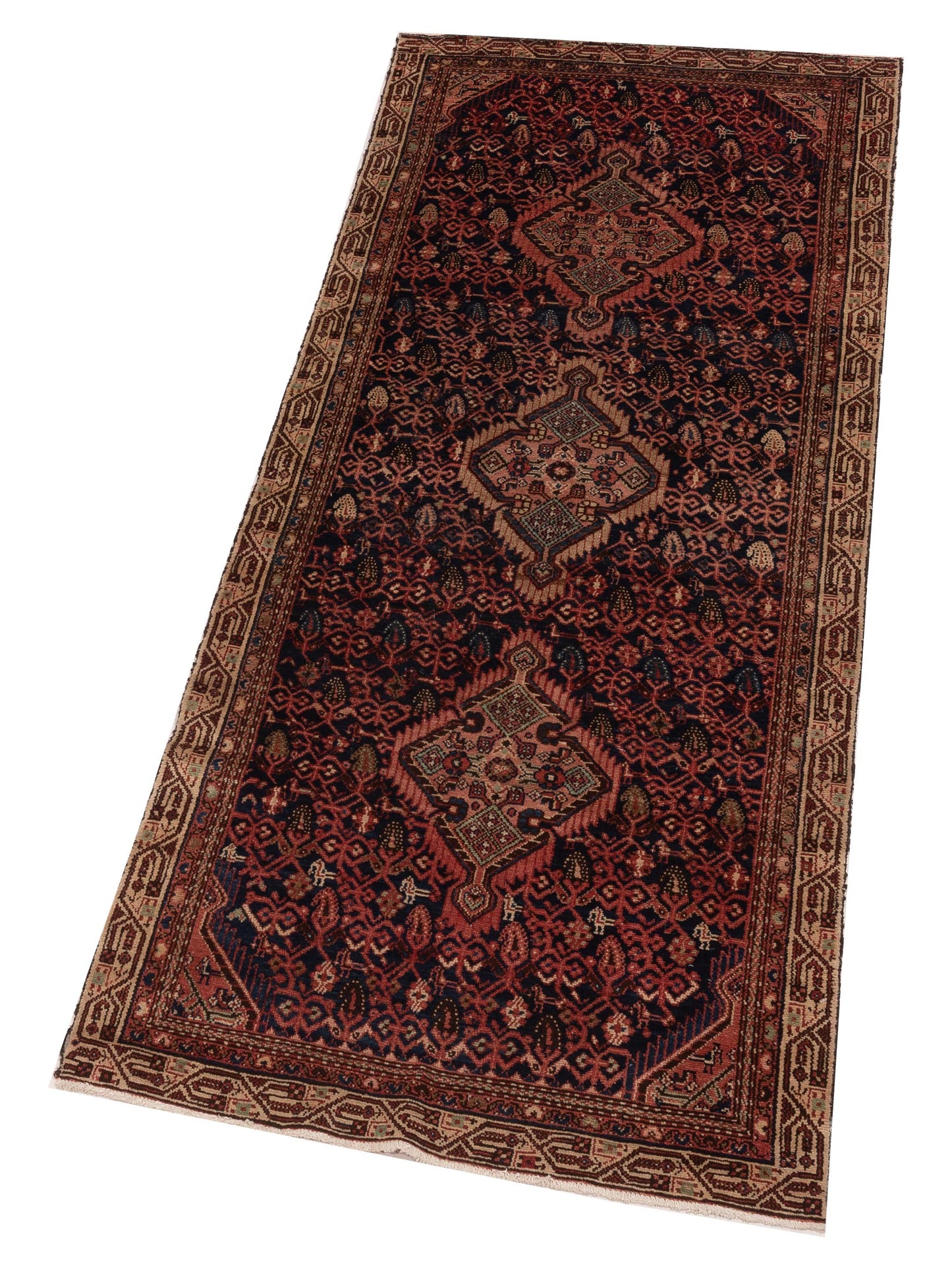 Antique Heirloom 93528 Brown Rust 3.8x9.2 Hand Knotted Rug