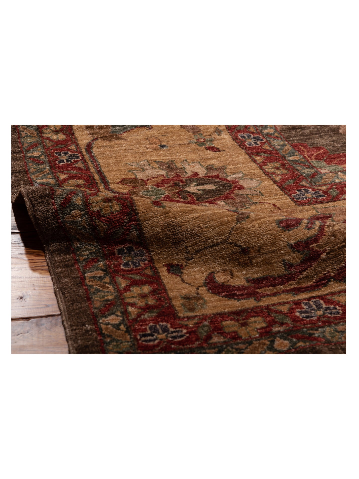 Elvan Tamer Dark Brown Gold 12.4x17.6 Hand Knotted Rug