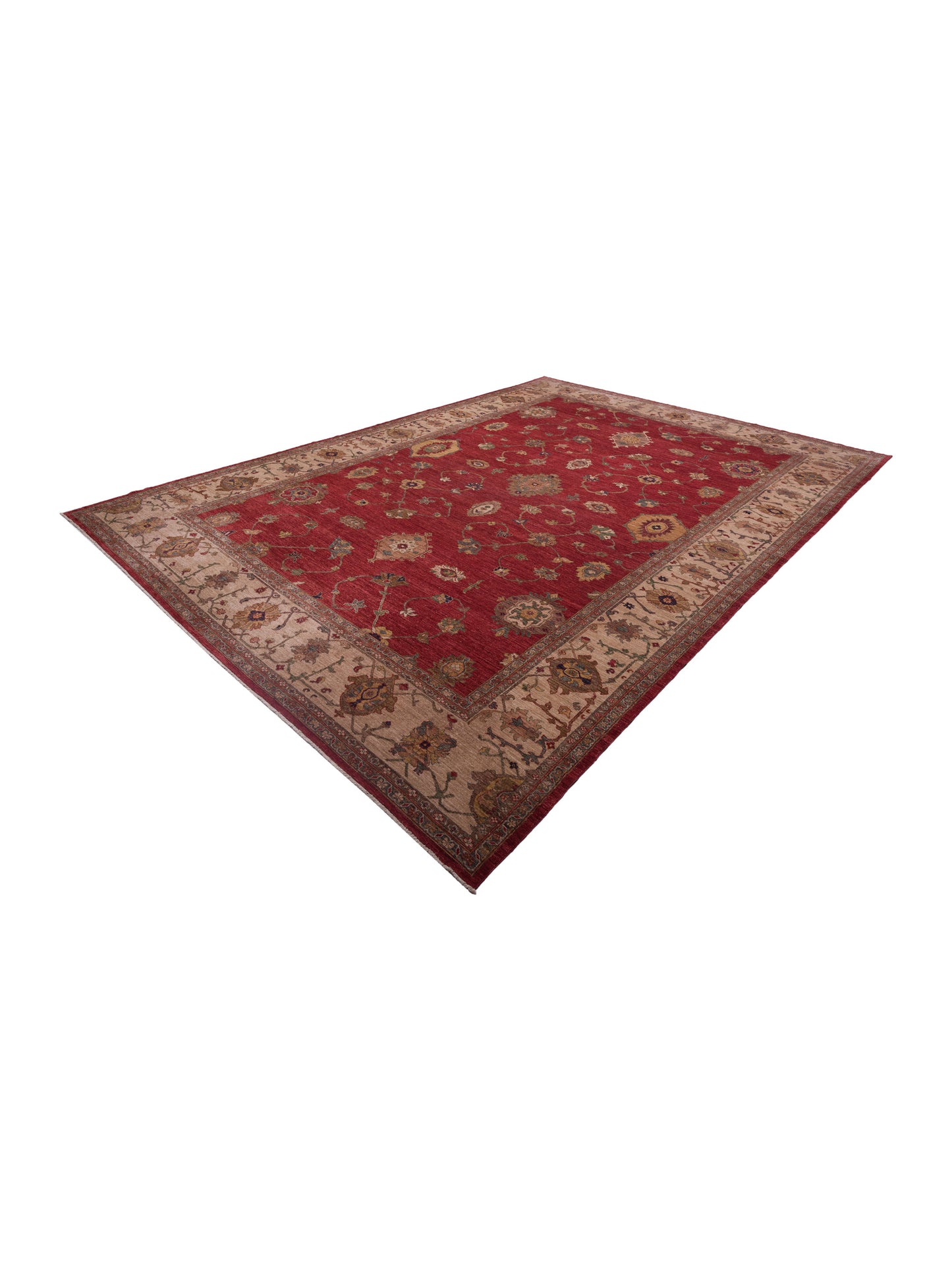 Elvan Tansu Red Ivory 12.4x17.11 Hand Knotted Rug