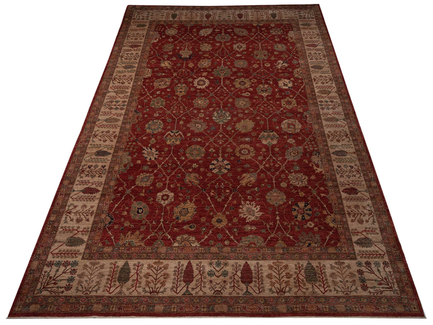 Elvan Turku Red Ivory 12.3x17.5 Hand Knotted Rug
