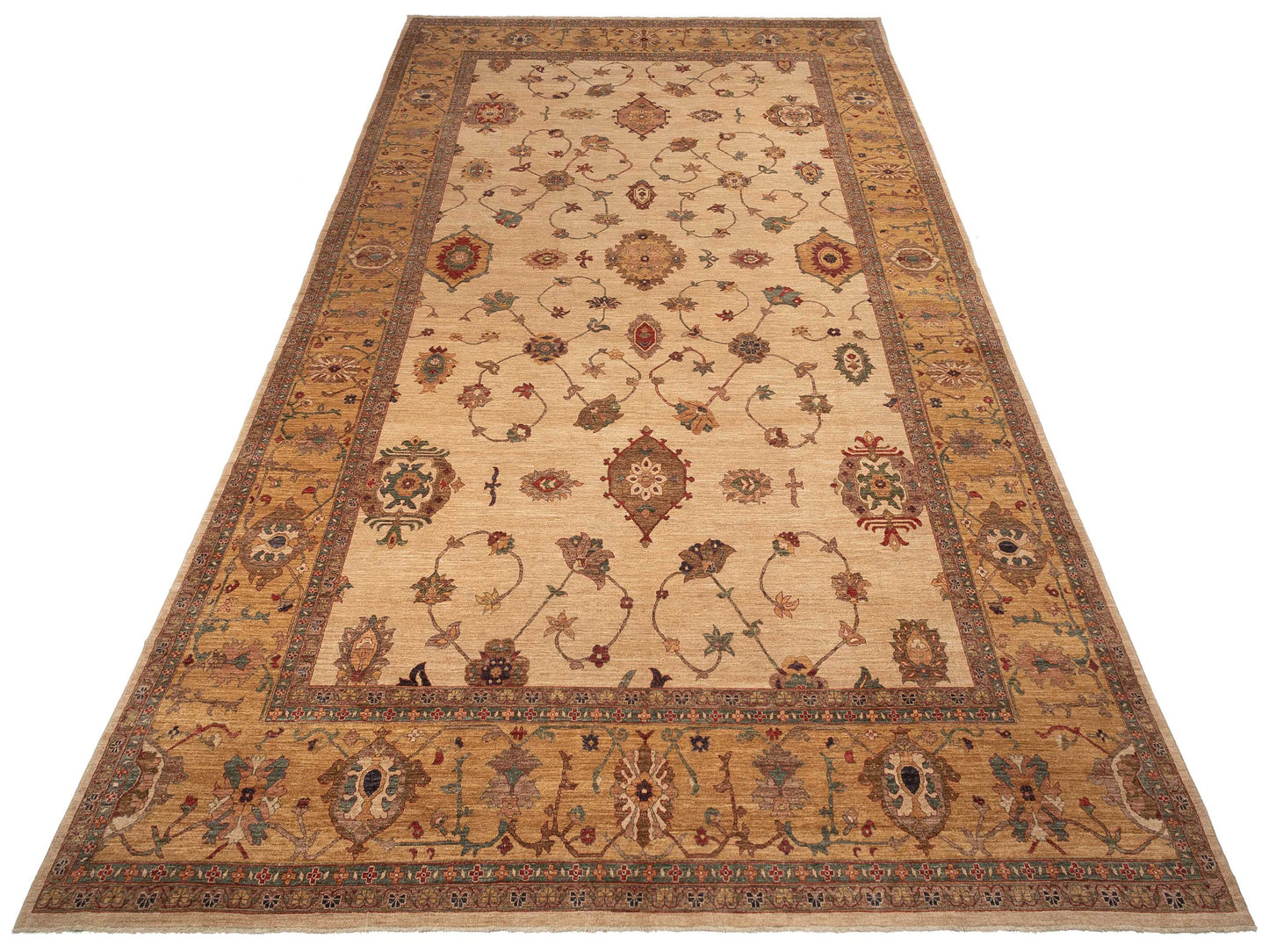 Elvan Tansu Ivory Gold 14x21.9 Hand Knotted Rug
