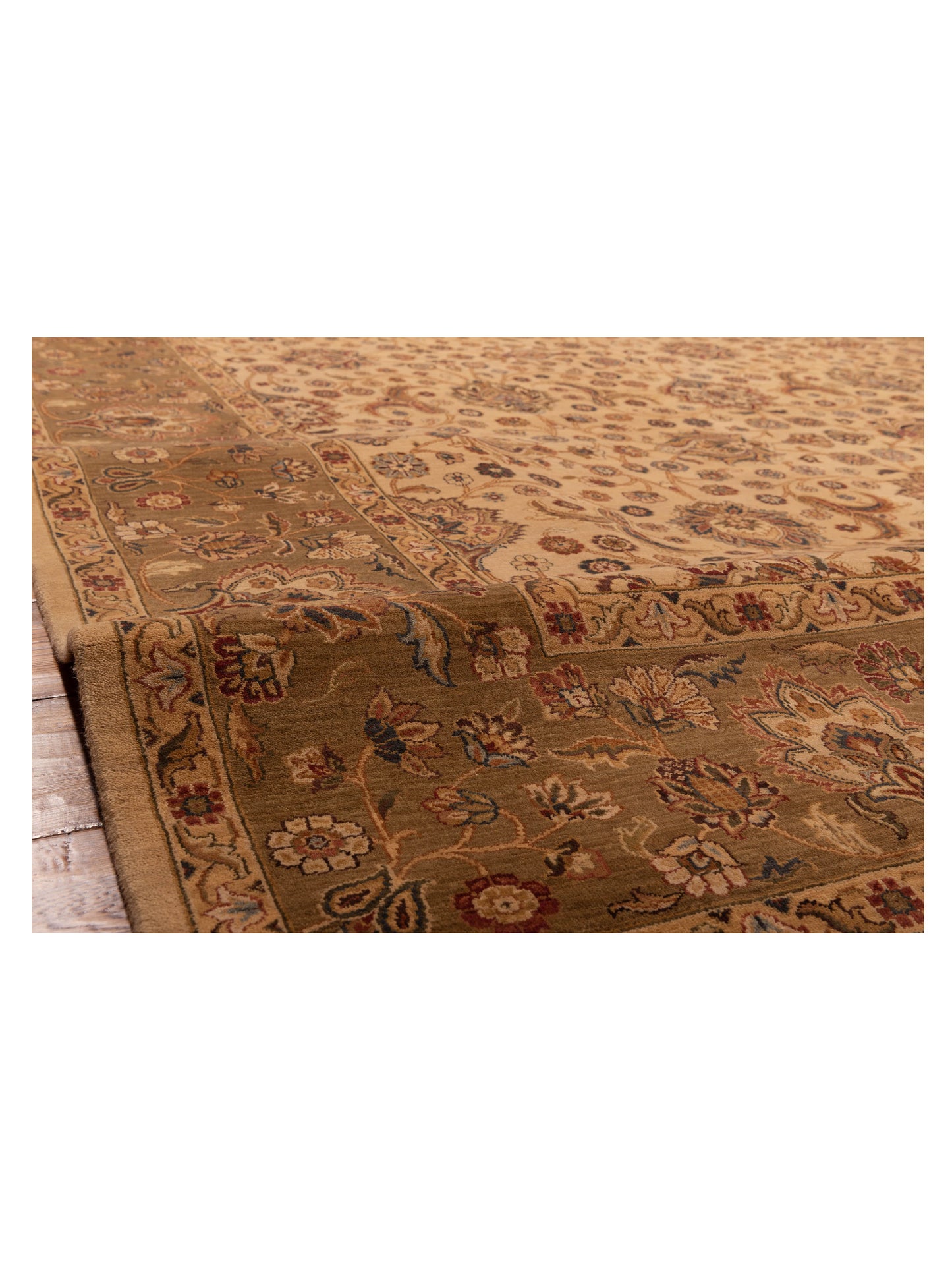 Crown 95232 Cream Green 9.1x12.3 Hand Knotted Rug