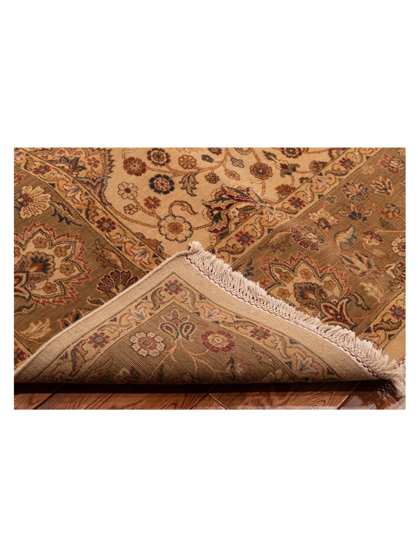 Crown 95232 Cream Green 9.1x12.3 Hand Knotted Rug