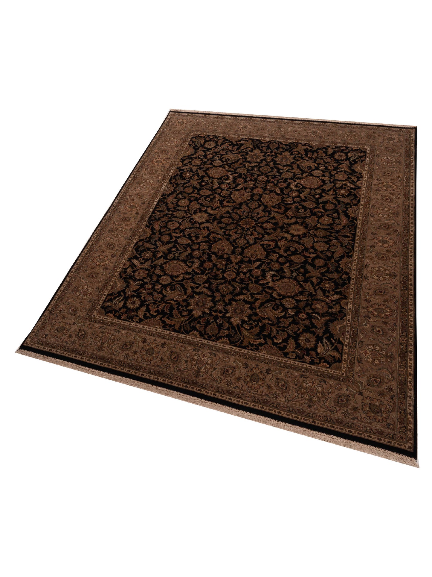 Crown 95241 Black Beige 9.3x11.11 Hand Knotted Rug