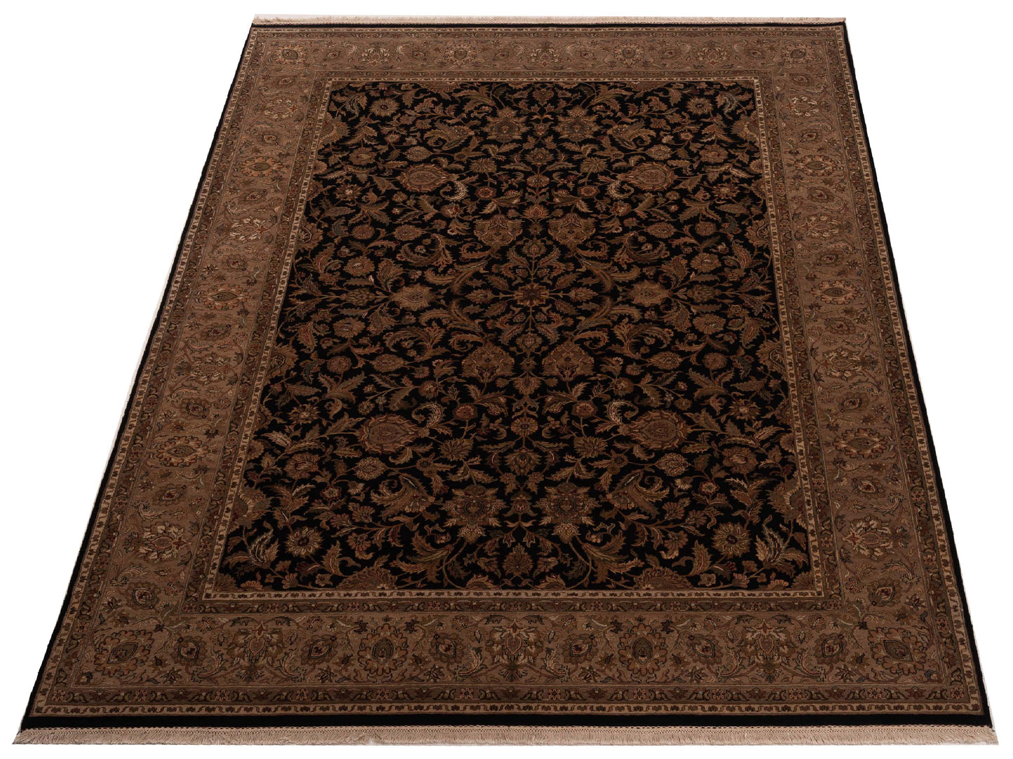 Crown 95241 Black Beige 9.3x11.11 Hand Knotted Rug