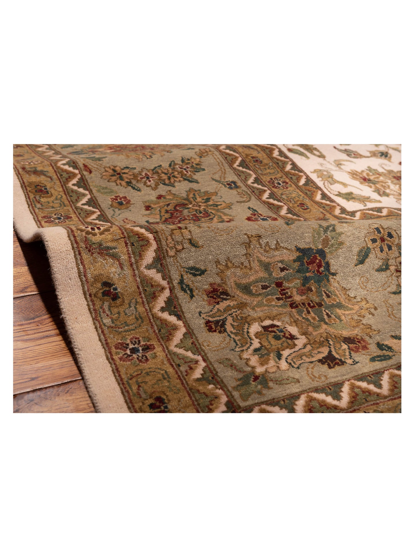 Crown 95248 Ivory Sage Green 12.4x15.2 Hand Knotted Rug