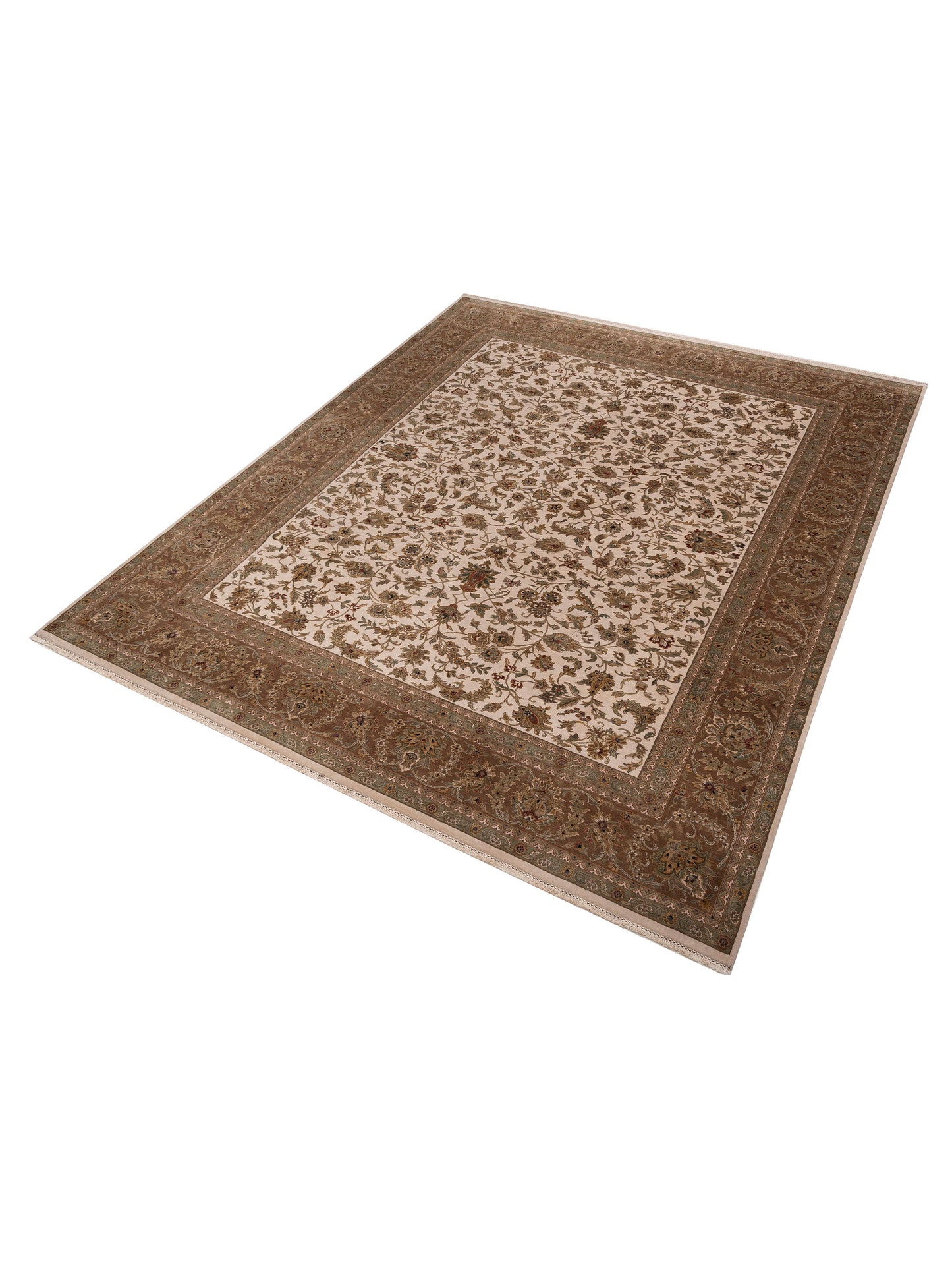 Crown 95249 Ivory Brown 12.3x14.9 Hand Knotted Rug