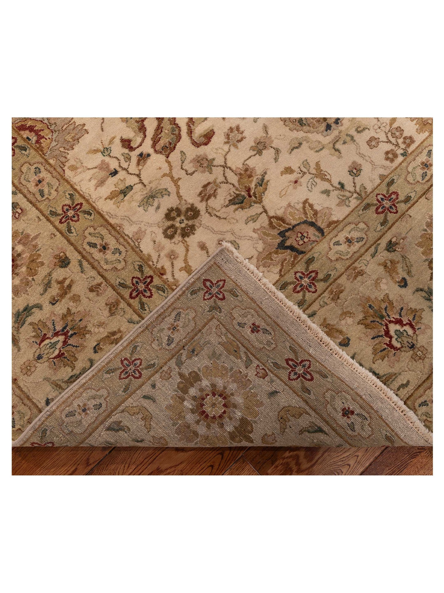 Crown 95312 Ivory Green 10.3x13.11 Hand Knotted Rug