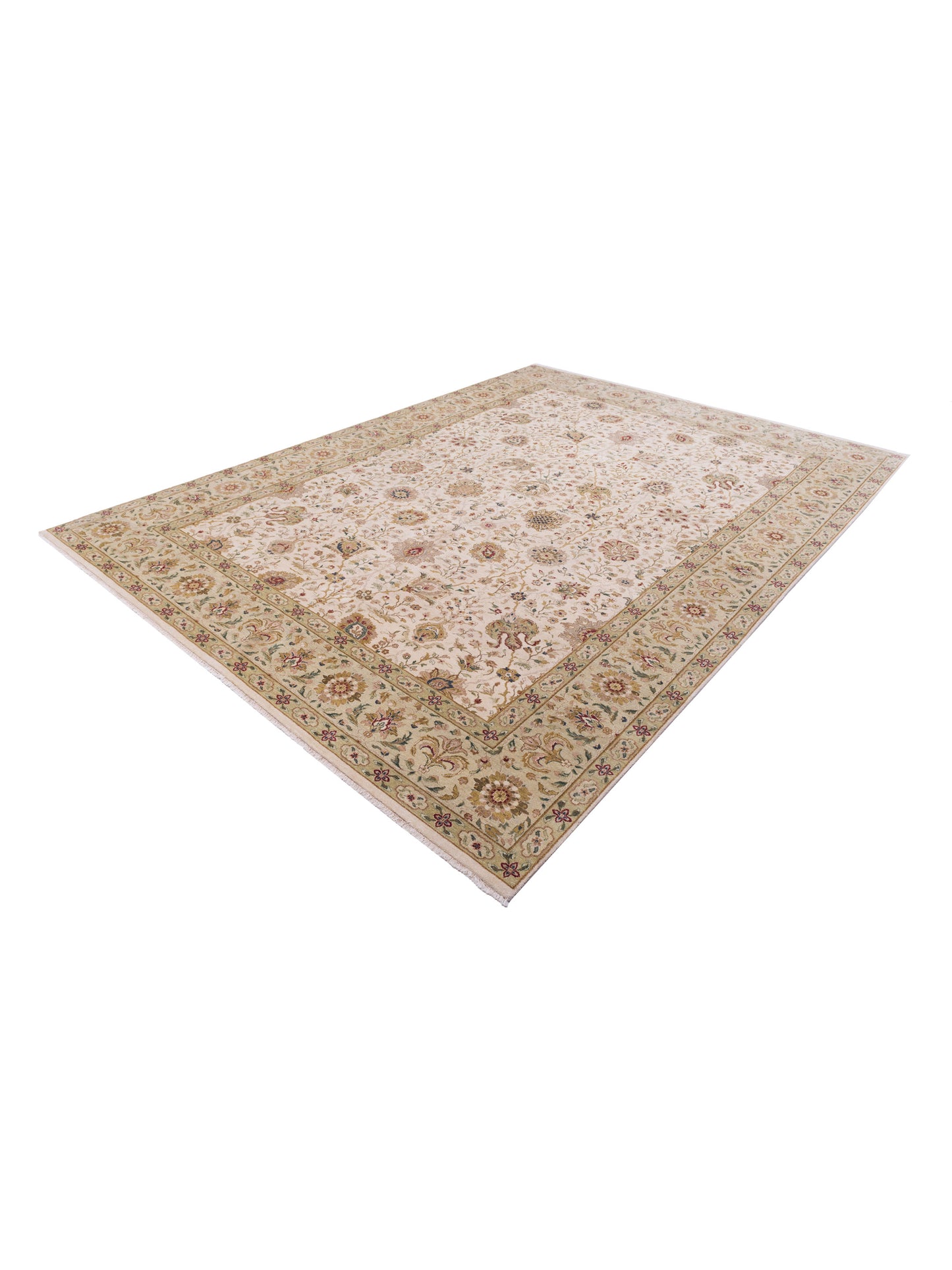 Crown 95312 Ivory Green 10.3x13.11 Hand Knotted Rug