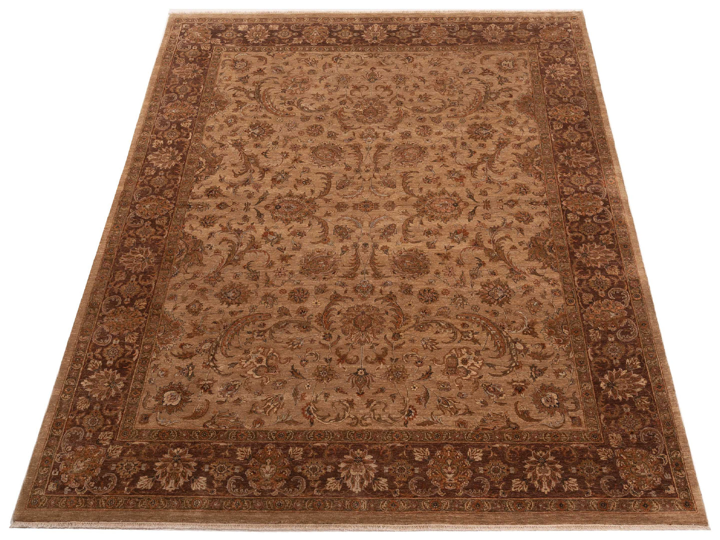 Crown 95320 Camel Brown 8.10x12.3 Hand Knotted Rug