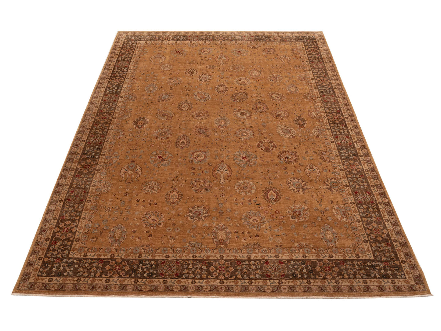 Firuze Zeyno Gold Brown 10x13.11 Hand Knotted Rug