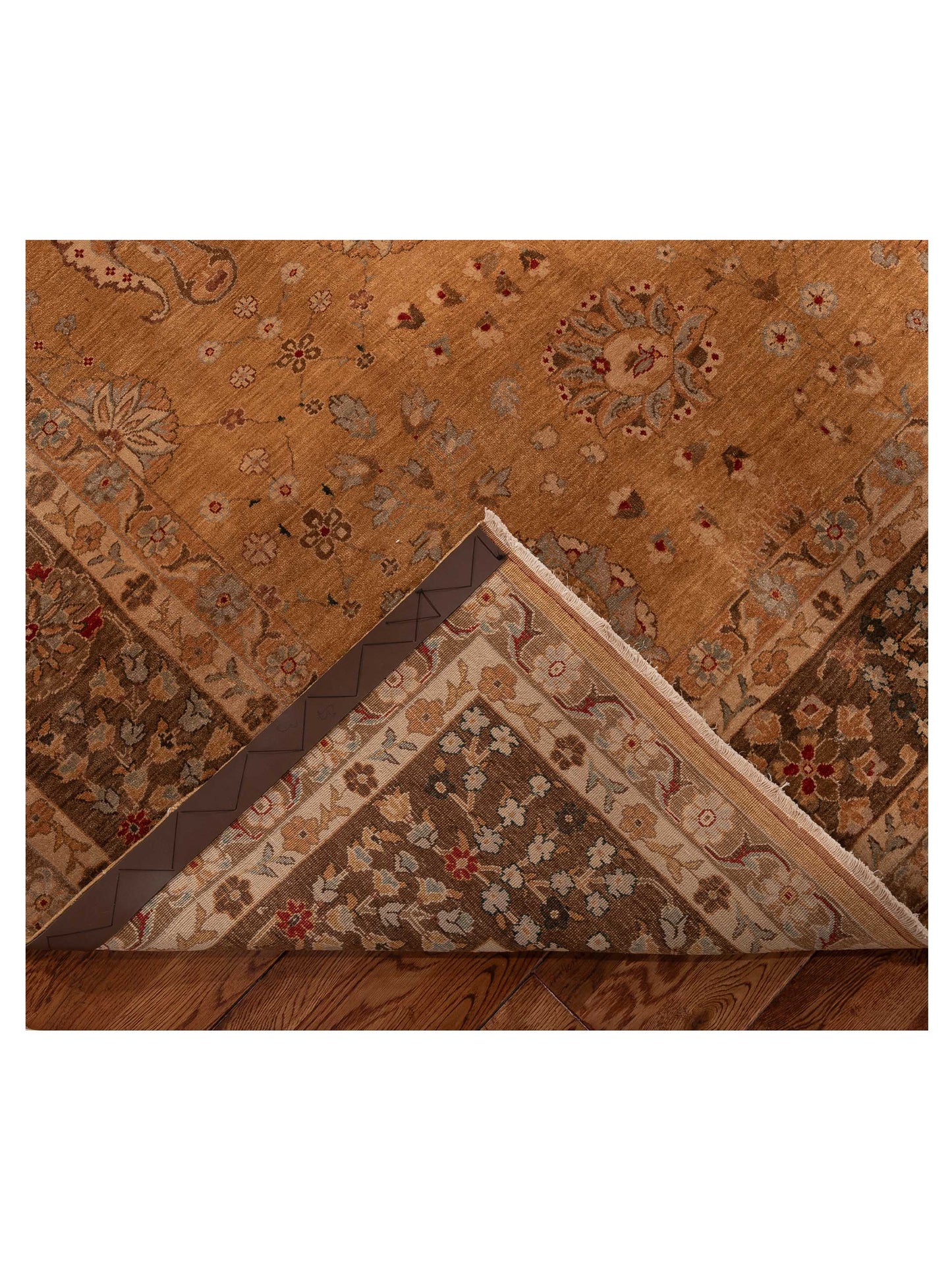 Firuze Zeyno Gold Brown 10x13.11 Hand Knotted Rug