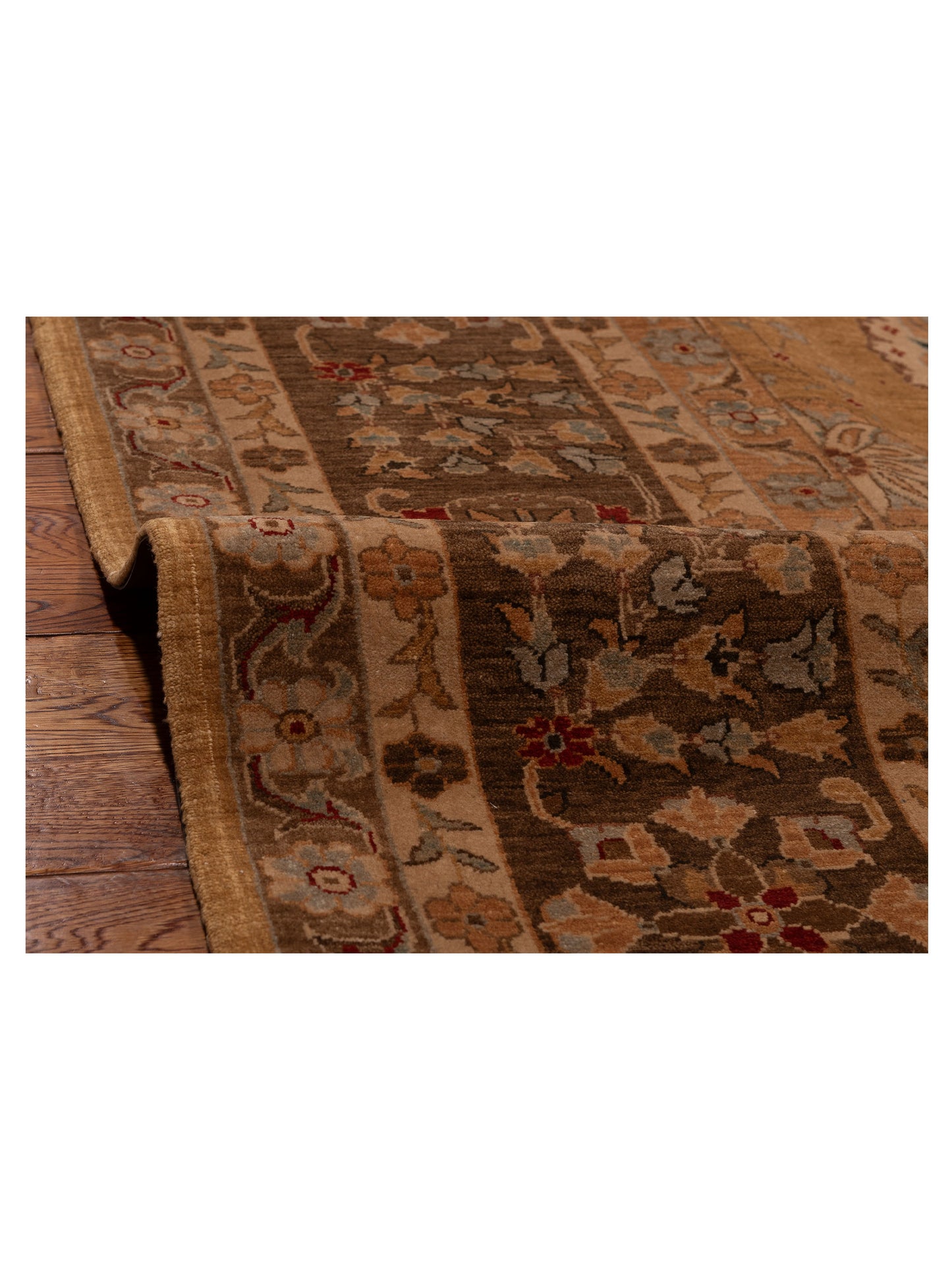 Firuze Zeyno Gold Brown 10x13.11 Hand Knotted Rug