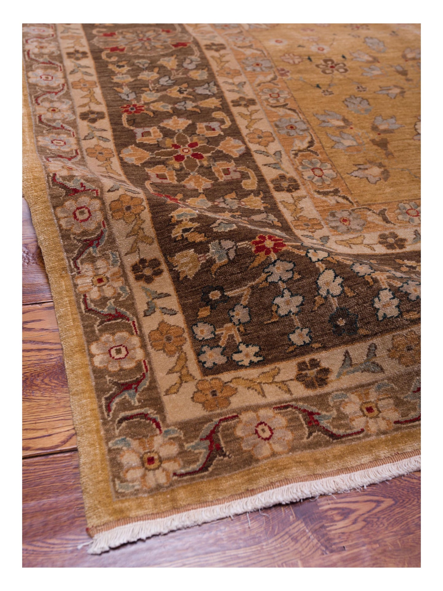 Firuze Zeyno Gold Brown 10x13.11 Hand Knotted Rug