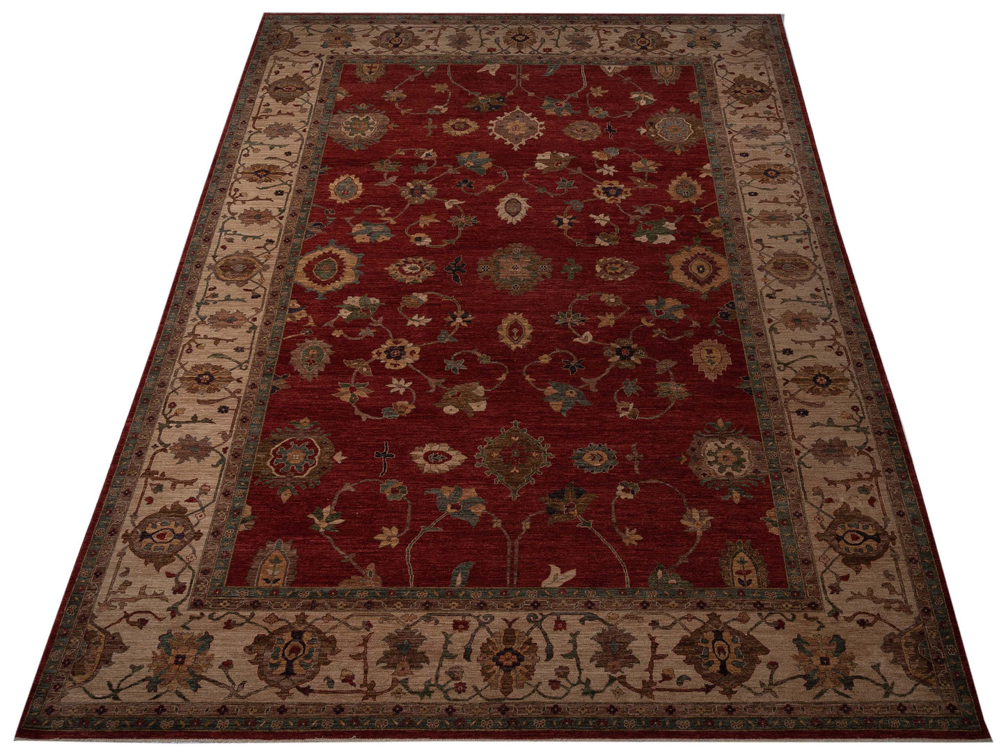 Elvan Nurgul Red Ivory 12.1x17.8 Hand Knotted Rug