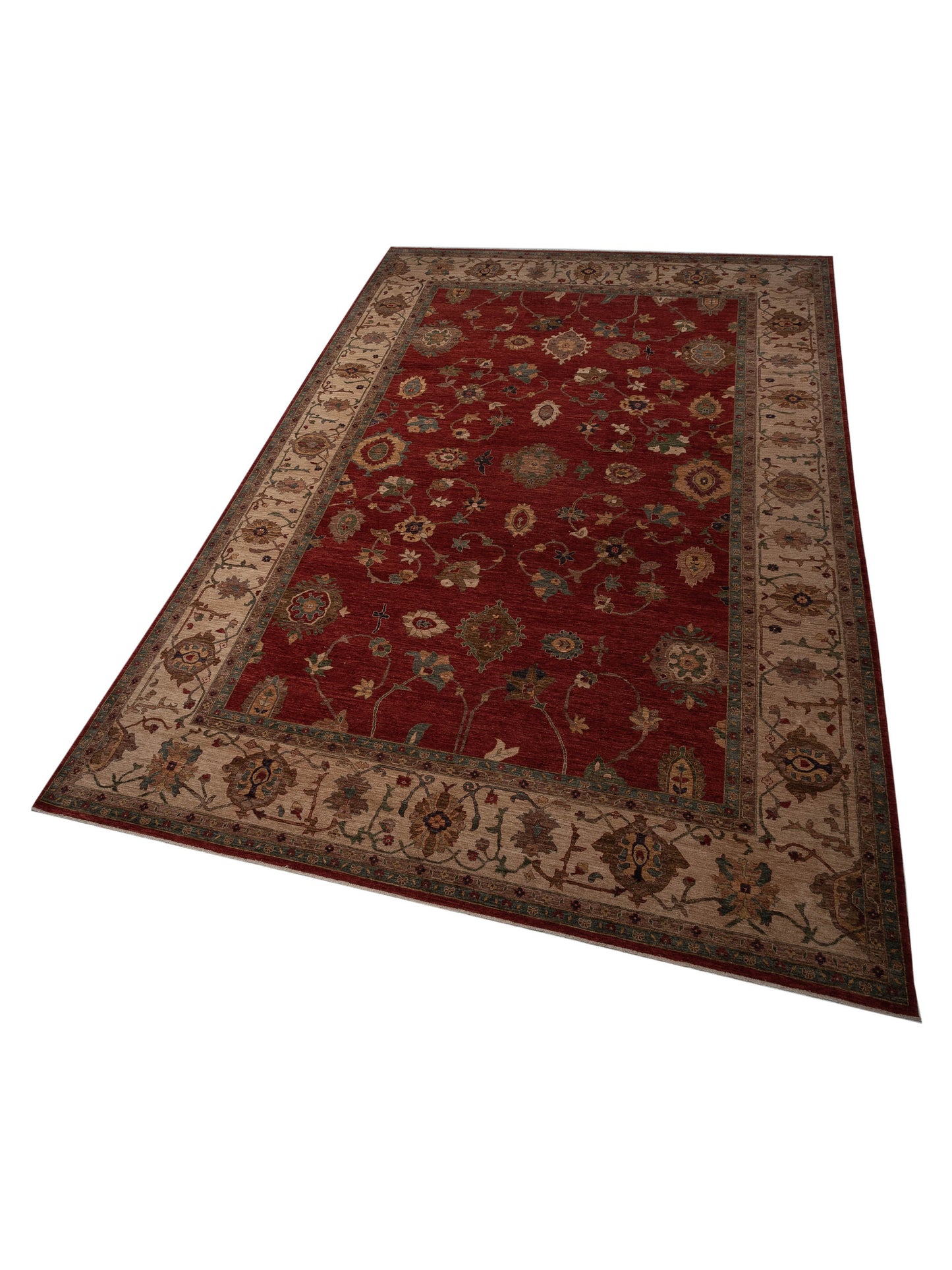 Elvan Nurgul Red Ivory 12.1x17.8 Hand Knotted Rug