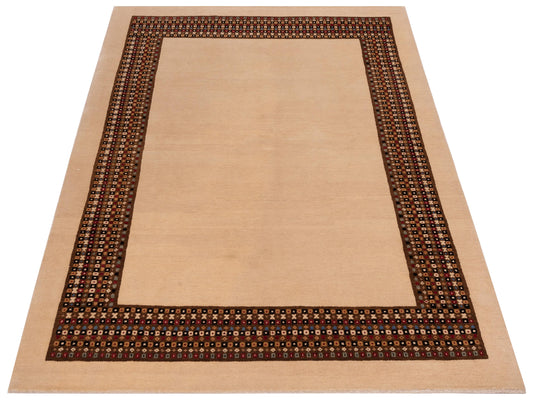 Rajpur Gabbeh  Ivory Brown Contemporary
