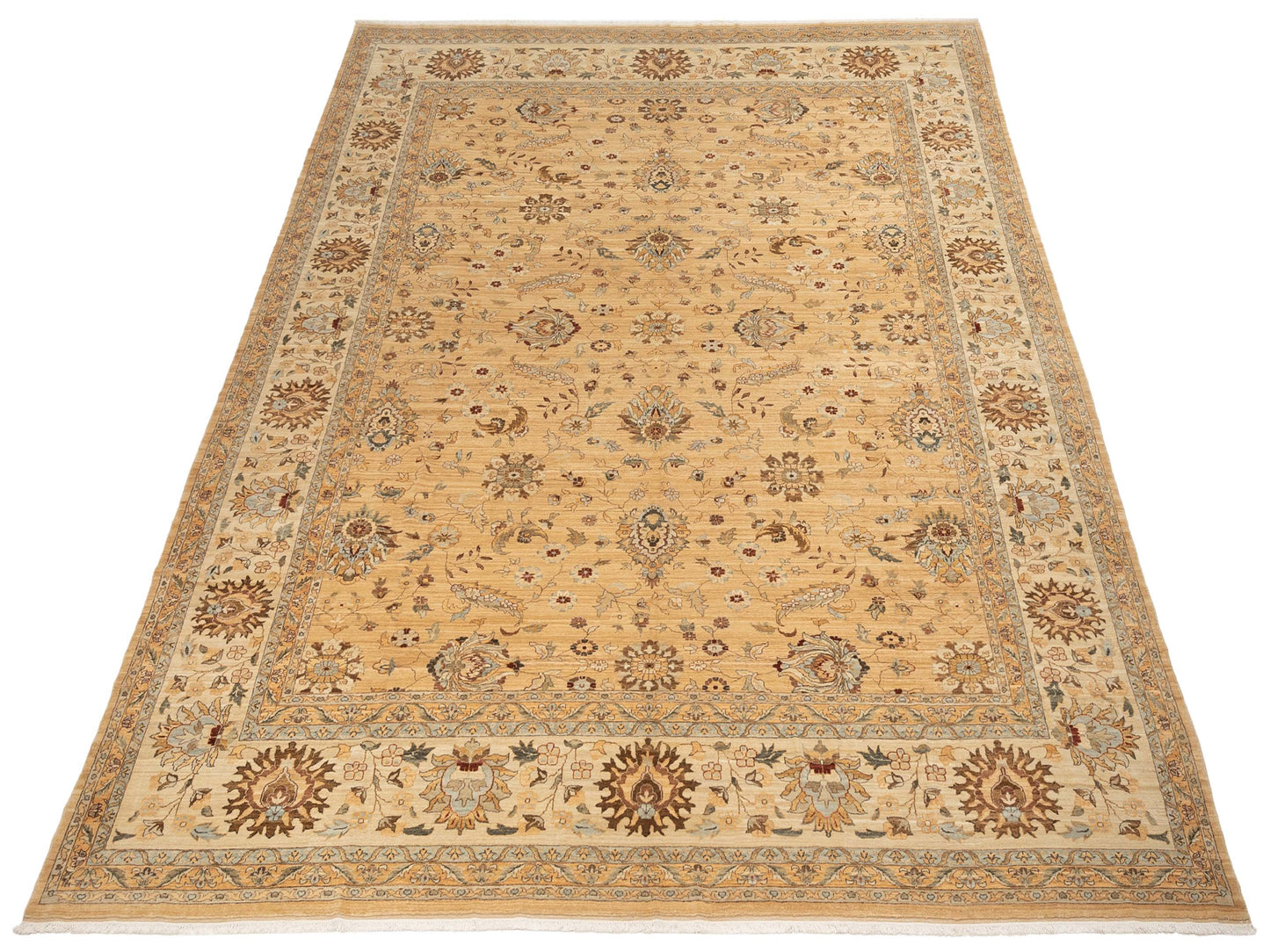Narin Vaha Gold Ivory 14.3x15.5 Hand Knotted Rug