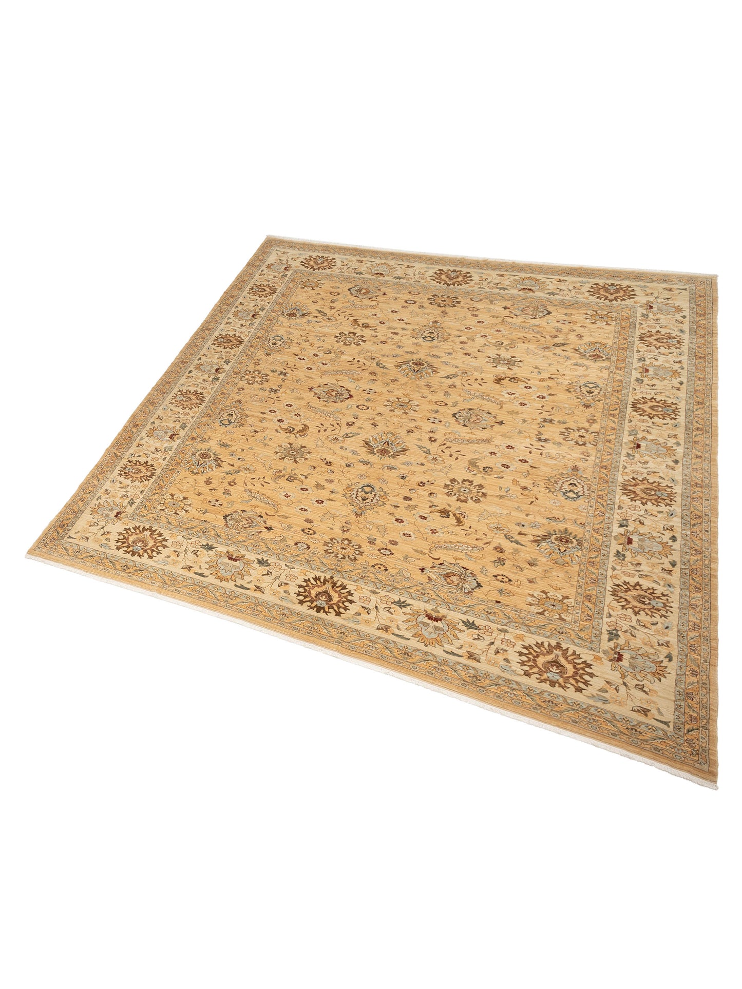 Narin Vaha Gold Ivory 14.3x15.5 Hand Knotted Rug
